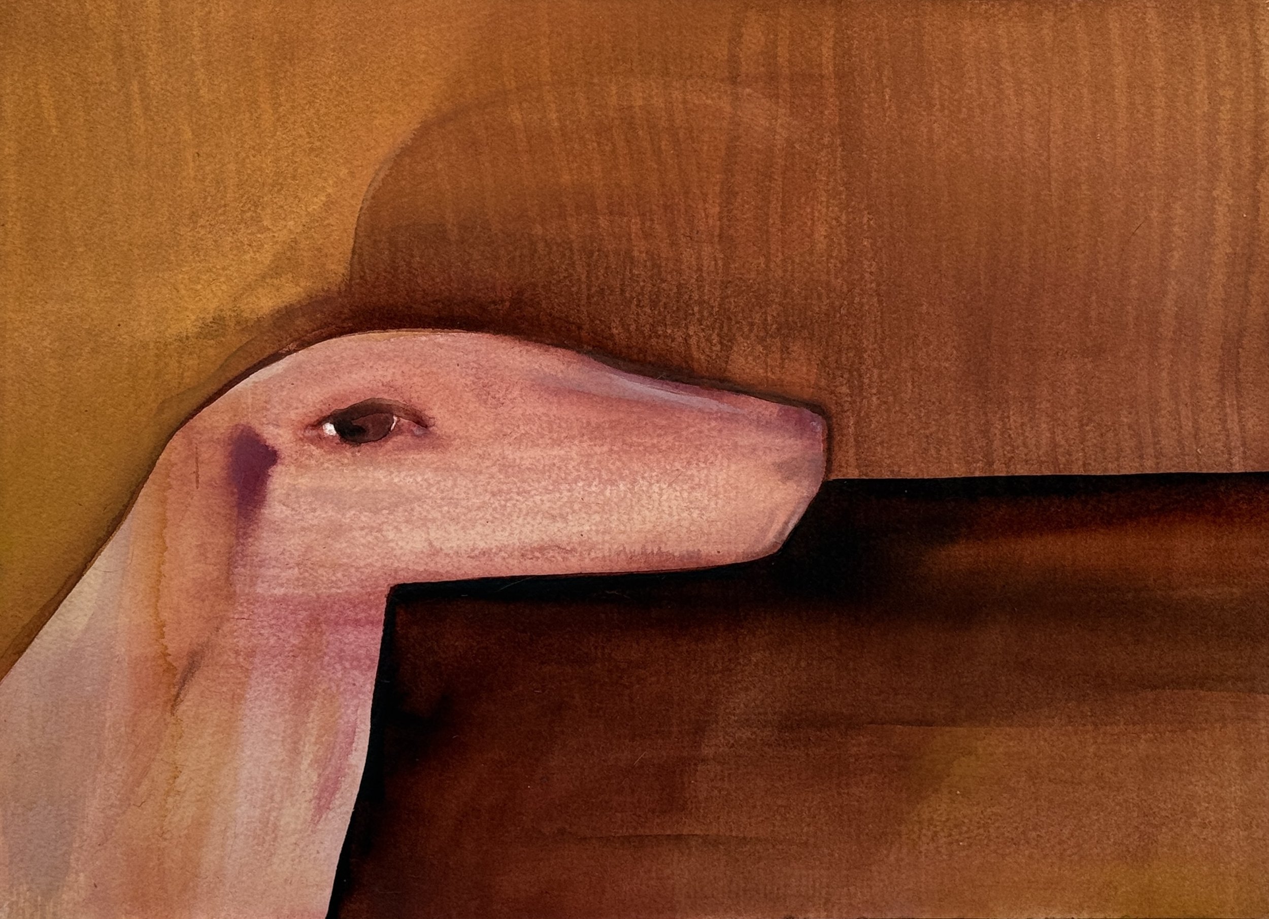stay, 2026, watercolor gouache on paper, 9 x 12 in