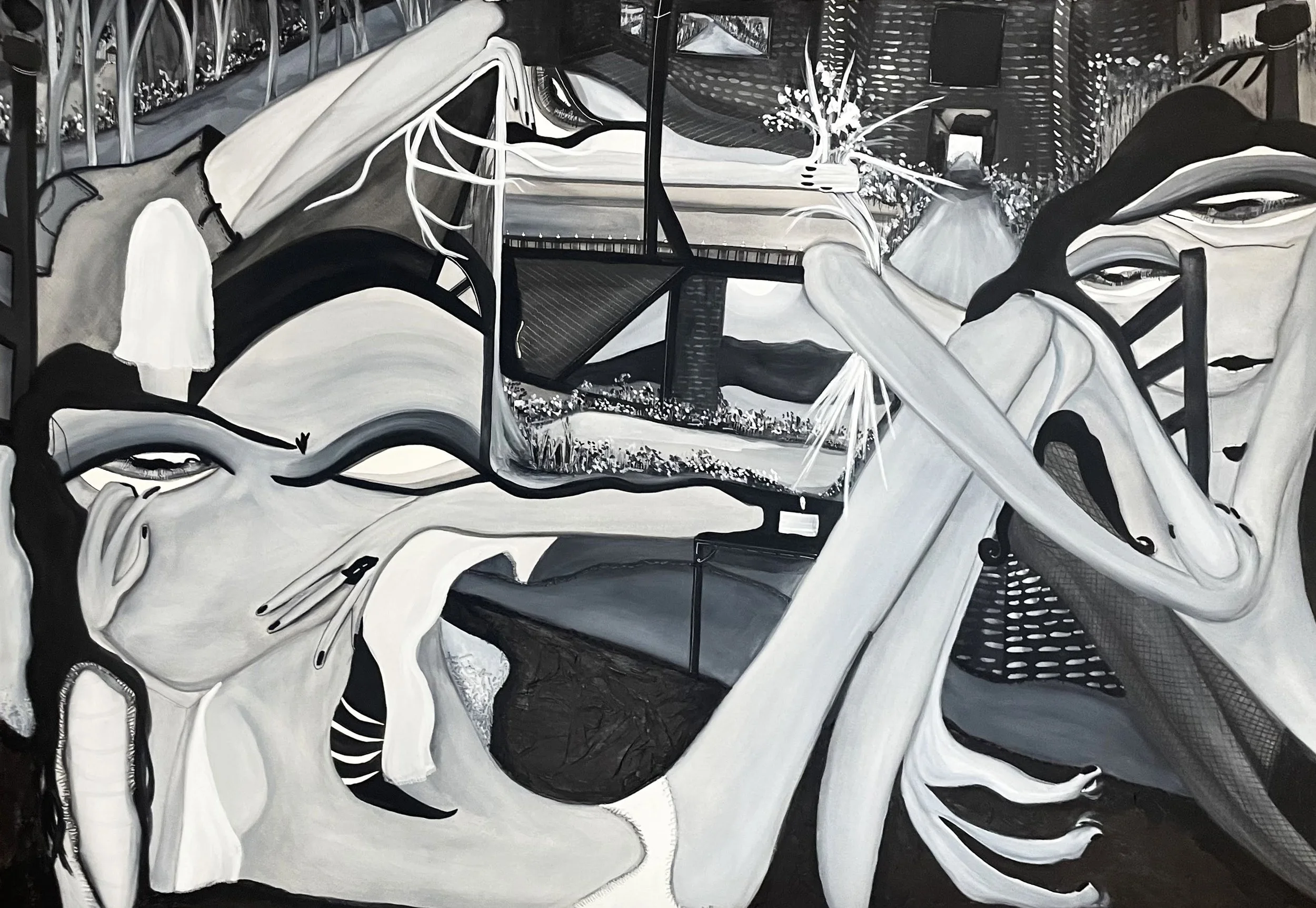 memento mori, 2024 SOLD mixed media on Arches paper 40 x 60 in