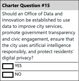 Snippet of Question 15 from the general ballot
