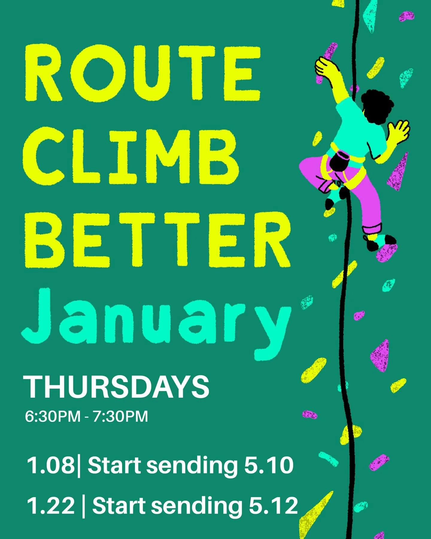 Ready to kick off the new year by leveling up your route climbing? ❄️🧗&zwj;♀️ 
Our Route Climb Better classes are back this January&mdash;designed to sharpen your technique, build strength, and improve efficiency on the wall.

🧗&zwj;♂️ January Line