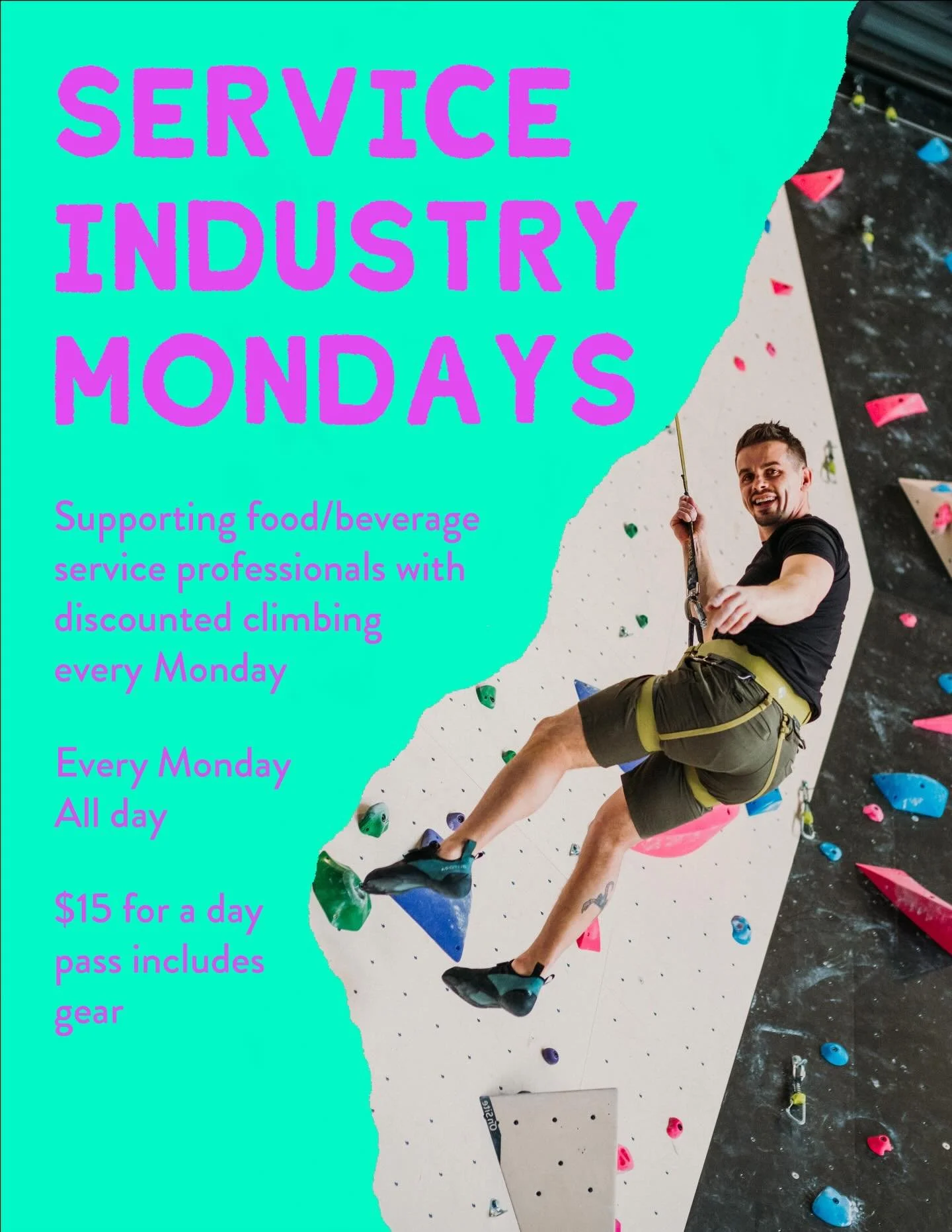Service Industry Mondays 🍽️🍸

If you work in food or beverage, this one&rsquo;s for you. After long shifts and late nights, come have some fun with us.

Every Monday, service industry workers get a $15 day pass with gear included.

You take care of