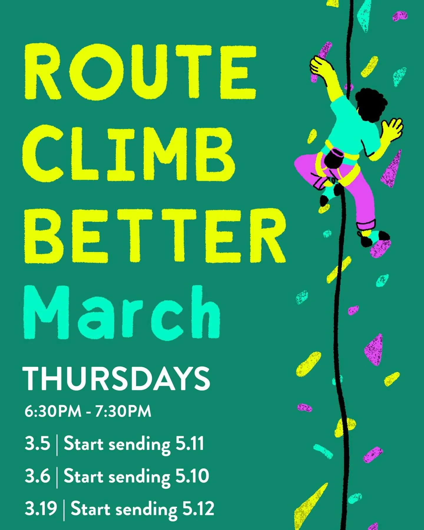 Looking to move smoother and feel stronger on the wall? 🧗&zwj;♂️✨

Our route climbing class is designed to help you climb with intention, efficiency, and confidence&mdash;no matter where you&rsquo;re at in your journey.

In this class, you&rsquo;ll 