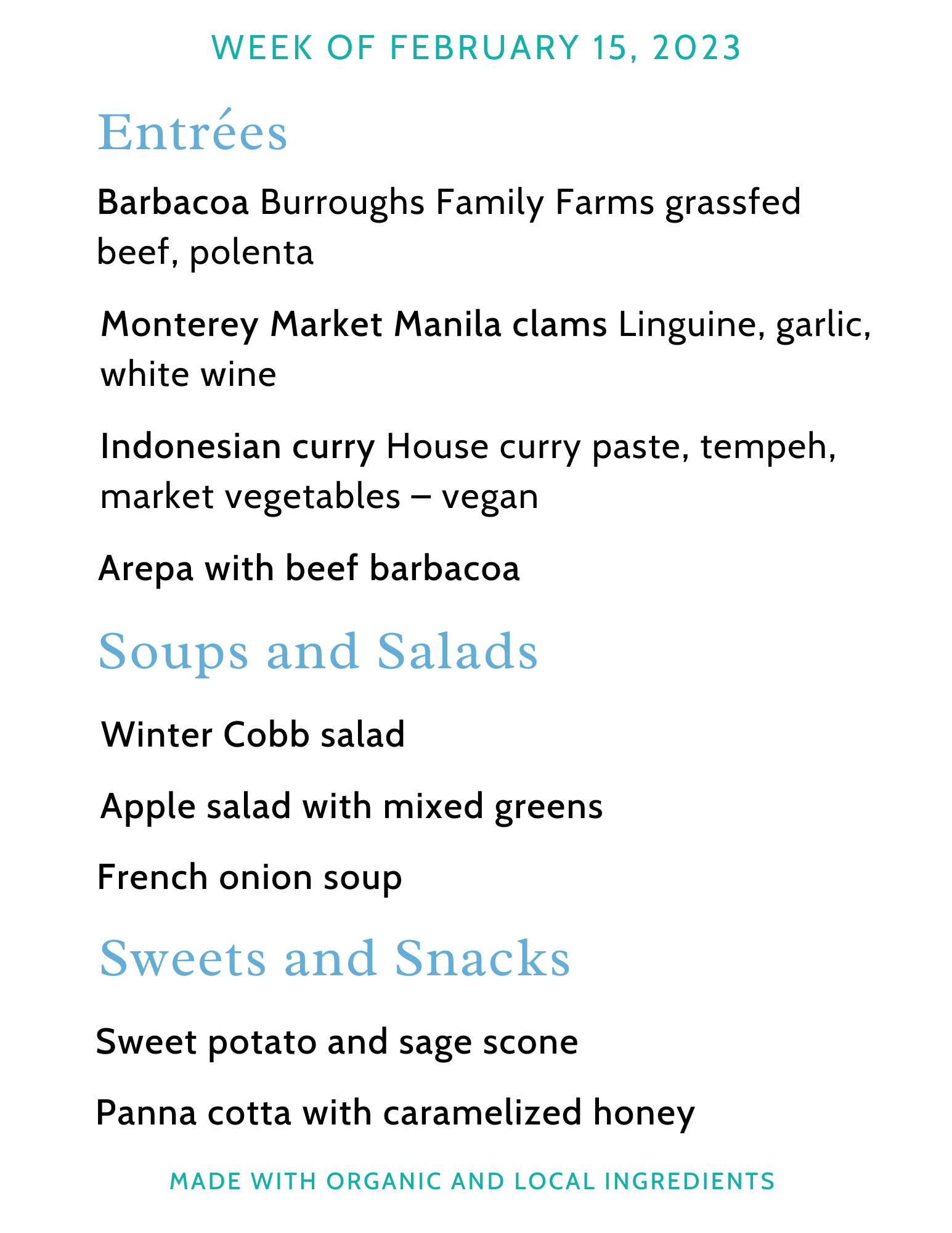 Menu for February 15