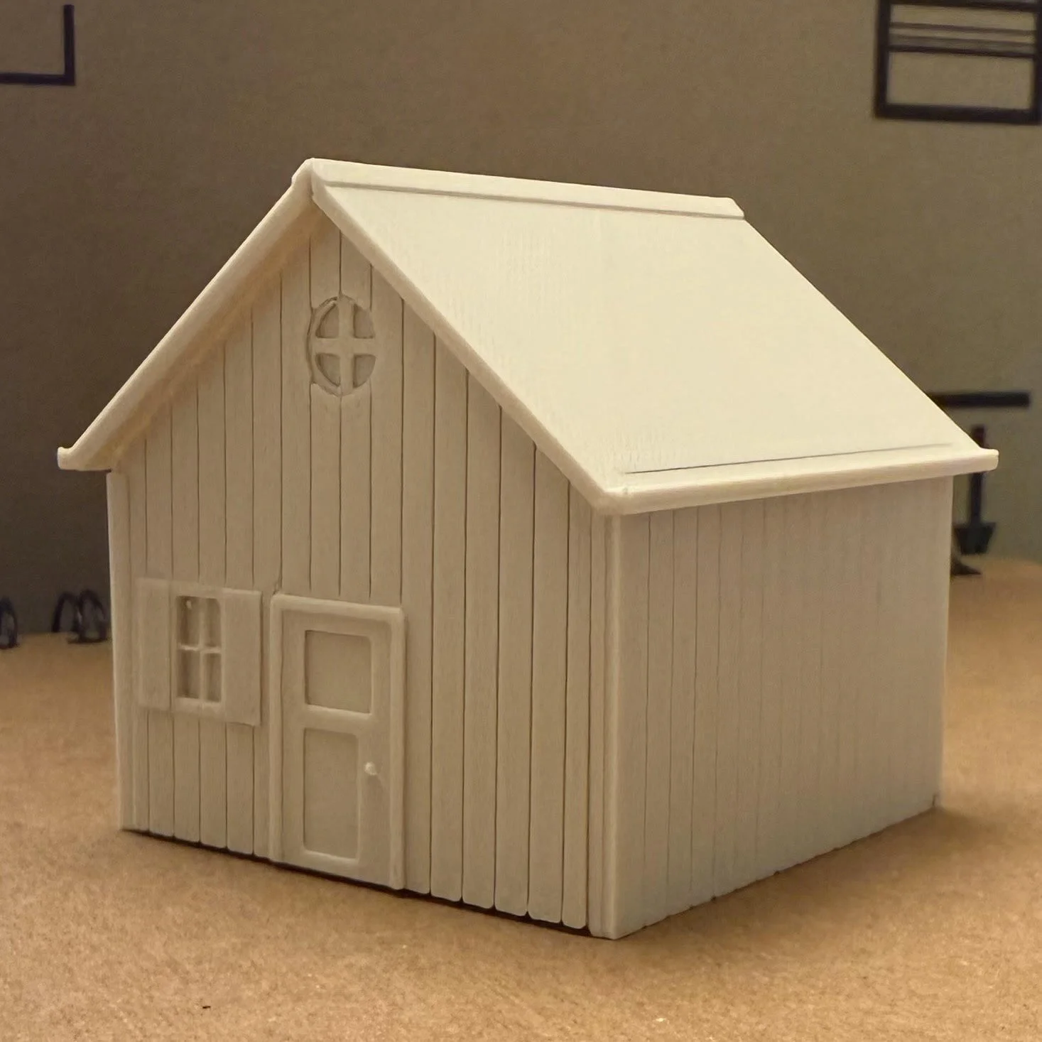FDM printed model kit. Each side of the house slots into on another for easy assembly. 