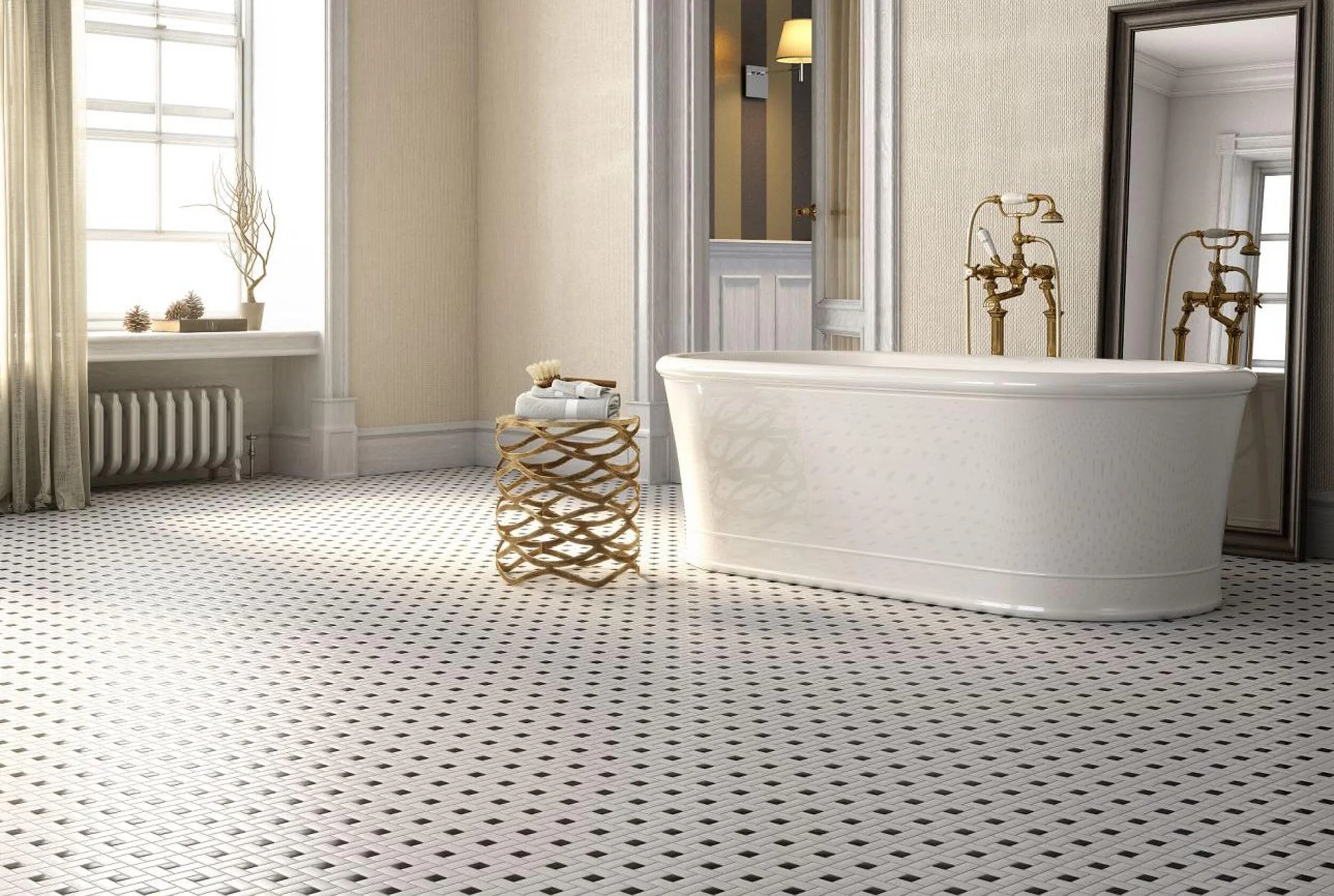 Porcelain artistic tile bathroom floor