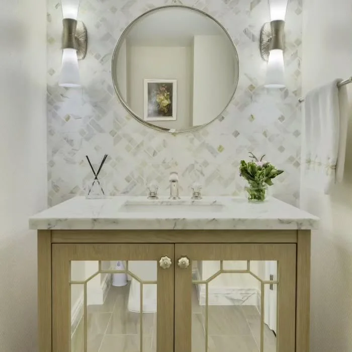 The richness of real stone. Calacatta Marble tile backslash and countertop brings classic, timeless elegance 

📷 #creepwalkmedia 

#tiledesign #marble #marbletiles #calacattamarble #bathroomgoals #bathroomdesign #elegantbathroom #powderroom