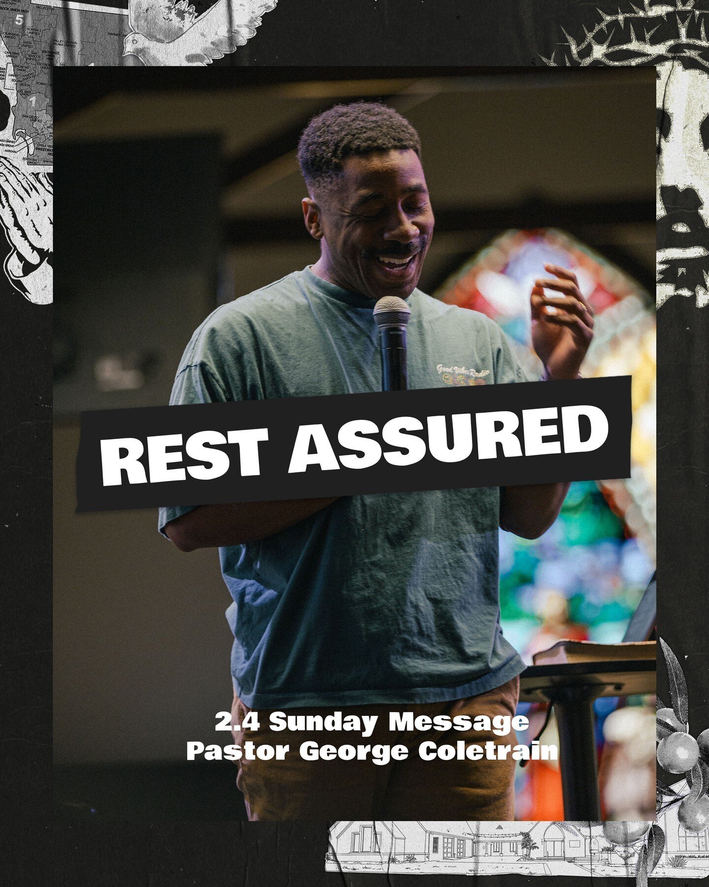 Sunday, 2.4 recap! Yesterday we had an incredible time continuing our &quot;Grit and Grace&quot; series but this time with our Creative Pastor @georgecoletrain giving the great message titled &quot;Rest Assured&quot;. We were challenged with the ques
