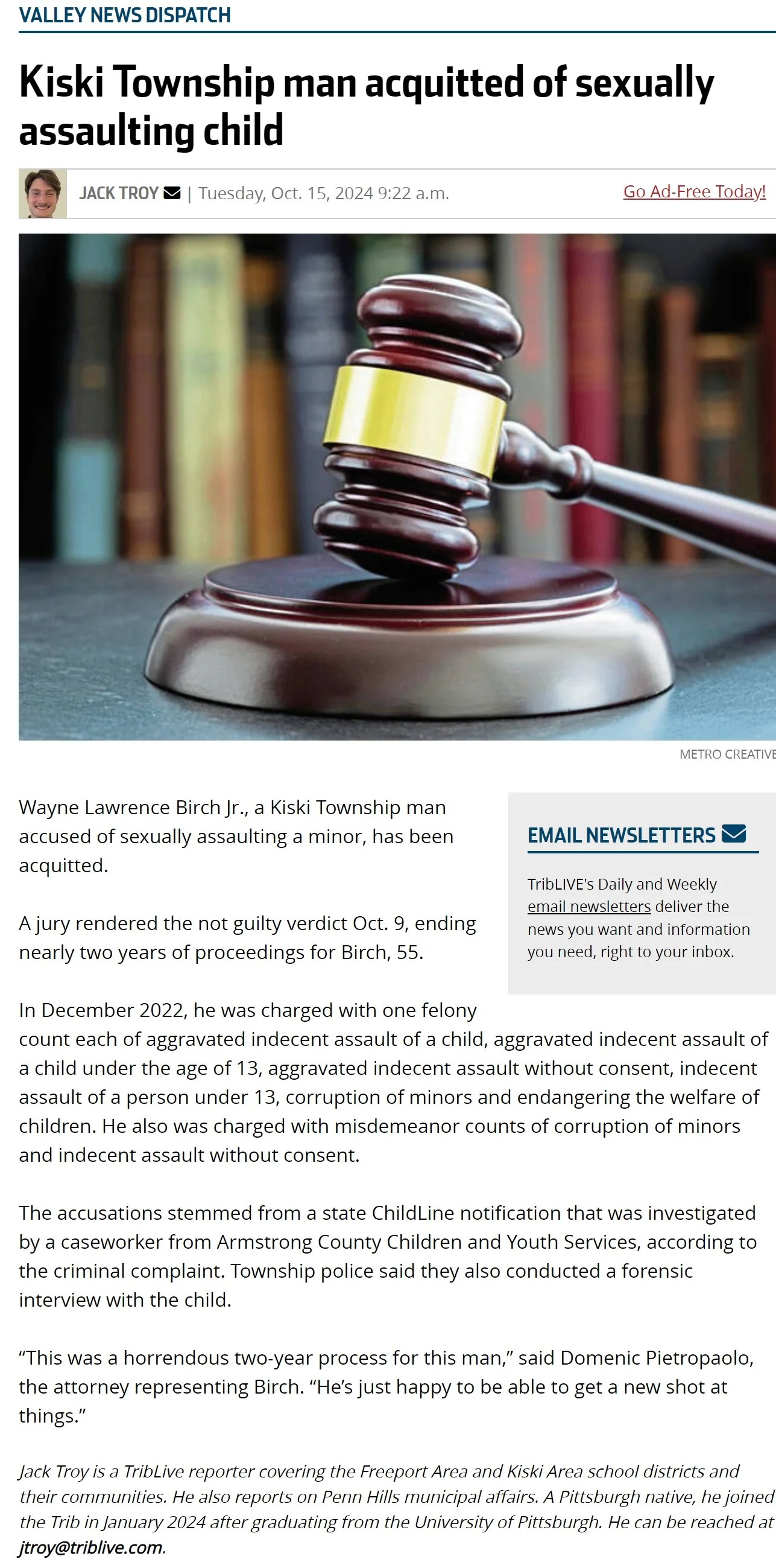 Not Guilty Verdict for Pietropaolo Law Offices