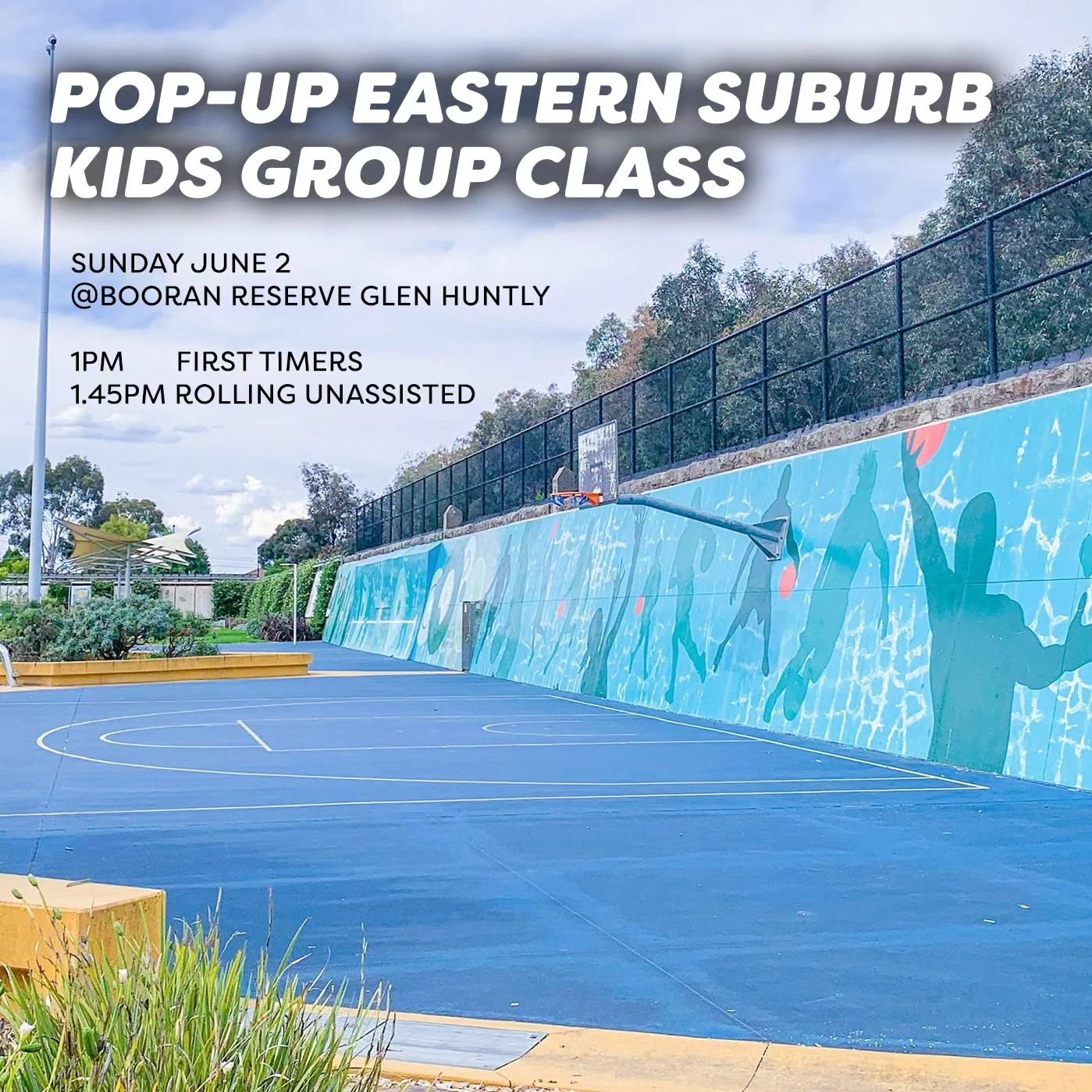 I'm venturing to the EASTERN SUBURB!!!
1 day only - Sunday 2 June
Bringing a couple of small group classes for kids.

1pm - for kids who are wobbly, nervous, those First timers 
1.45pm - for kids who are Rolling Unassisted 
Very limited spots 5 kids 