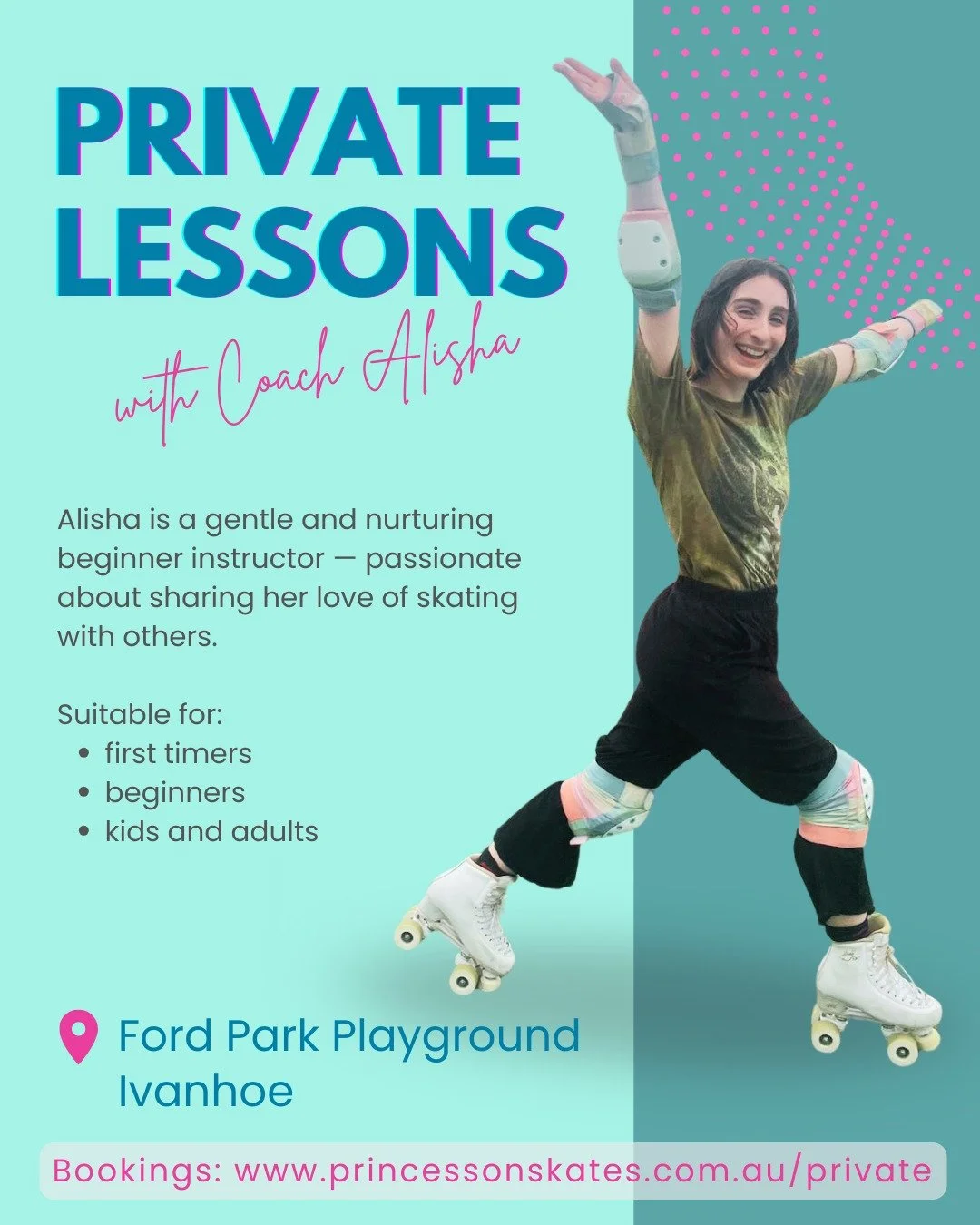 Northsiders &mdash; exciting news! 🛼
We now offer private roller skating lessons in Ivanhoe.

Perfect for new skaters who found roller skates under the Christmas tree 🎄

Meet Alisha &mdash; an experienced roller skater with a gentle, nurturing teac