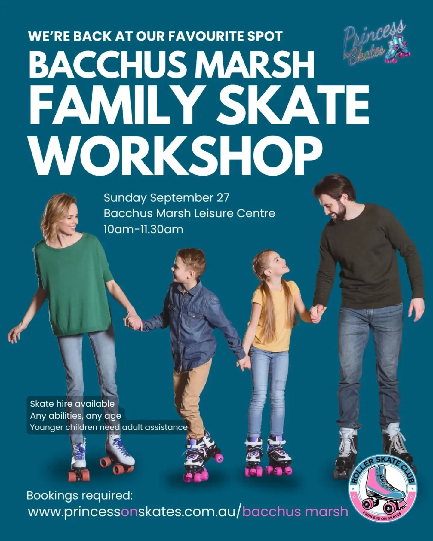 This Sunday 27 Sept!!
🛼 Bacchus Marsh families, come skate with us this school holiday! 🛼
We&rsquo;re bringing roller skating to Bacchus Marsh Leisure Centre for a fun 90-minute family roller skating session!

📅 Sunday 27 September
⏰ 10:00am&ndash