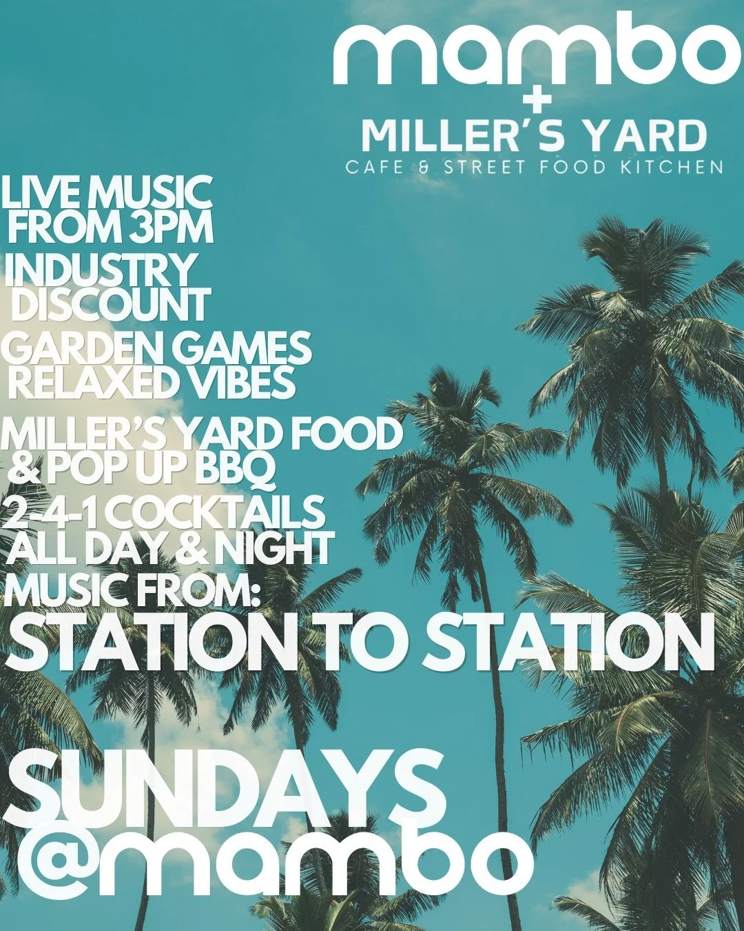 🌞 SUNDAYS ARE FOR MAMBO 🌞
This Sunday, we&rsquo;re serving sunshine, soul, and unbeatable vibes in the garden 🌴

🎶 LIVE MUSIC FROM STATION TO STATION &ndash; 3PM
Expect smooth acoustic covers, laid-back energy, and the perfect soundtrack to your 