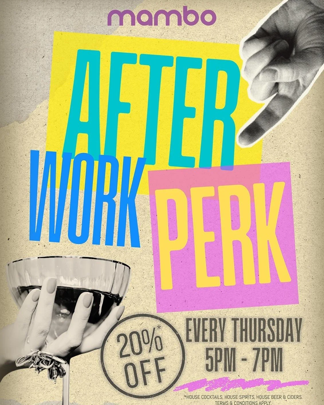 Nearly made it to the weekend? We&rsquo;ll drink to that 🍸✨

Join us for After Work Perks and enjoy 20% off:
&ndash; House cocktails 🍹
&ndash; House lager &amp; cider 🍺
&ndash; House spirits 🥃

Every Thursday | 5pm&ndash;7pm 🔥