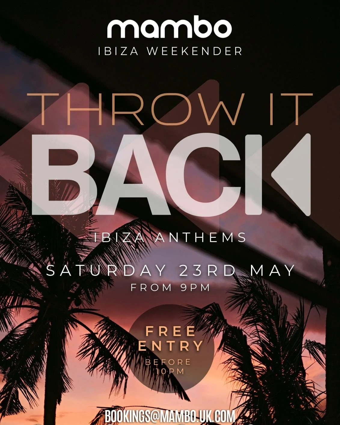 📼 IBIZA THROWBACKS | From 9PM
Warning: may cause sudden urges to throw your hands in the air 🙌 

We&rsquo;re rewinding to the golden Ibiza days &ndash; big tunes, bigger vibes, and zero regrets (well&hellip; maybe a few tomorrow) 🍾😅 

If you know