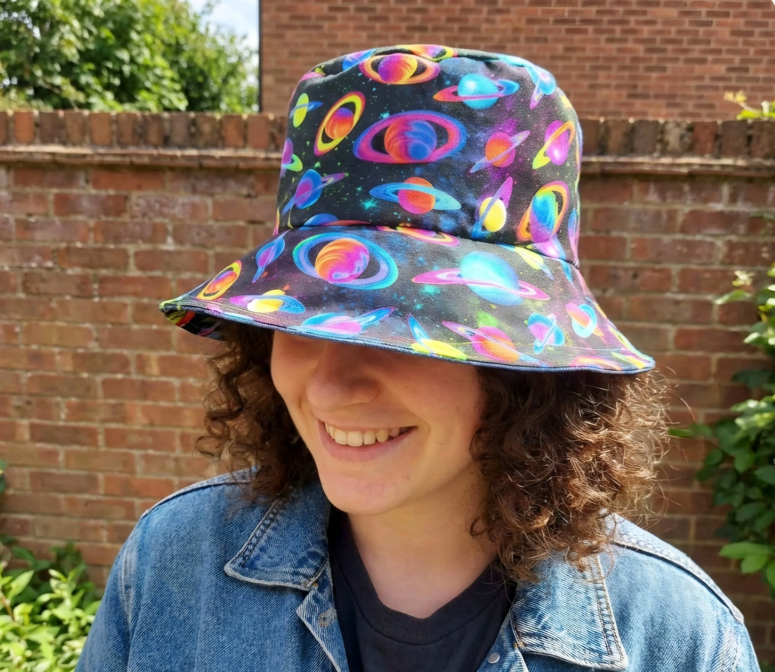 festival  summer   reversible bucket hat   inclusive fun  hats  neon planets