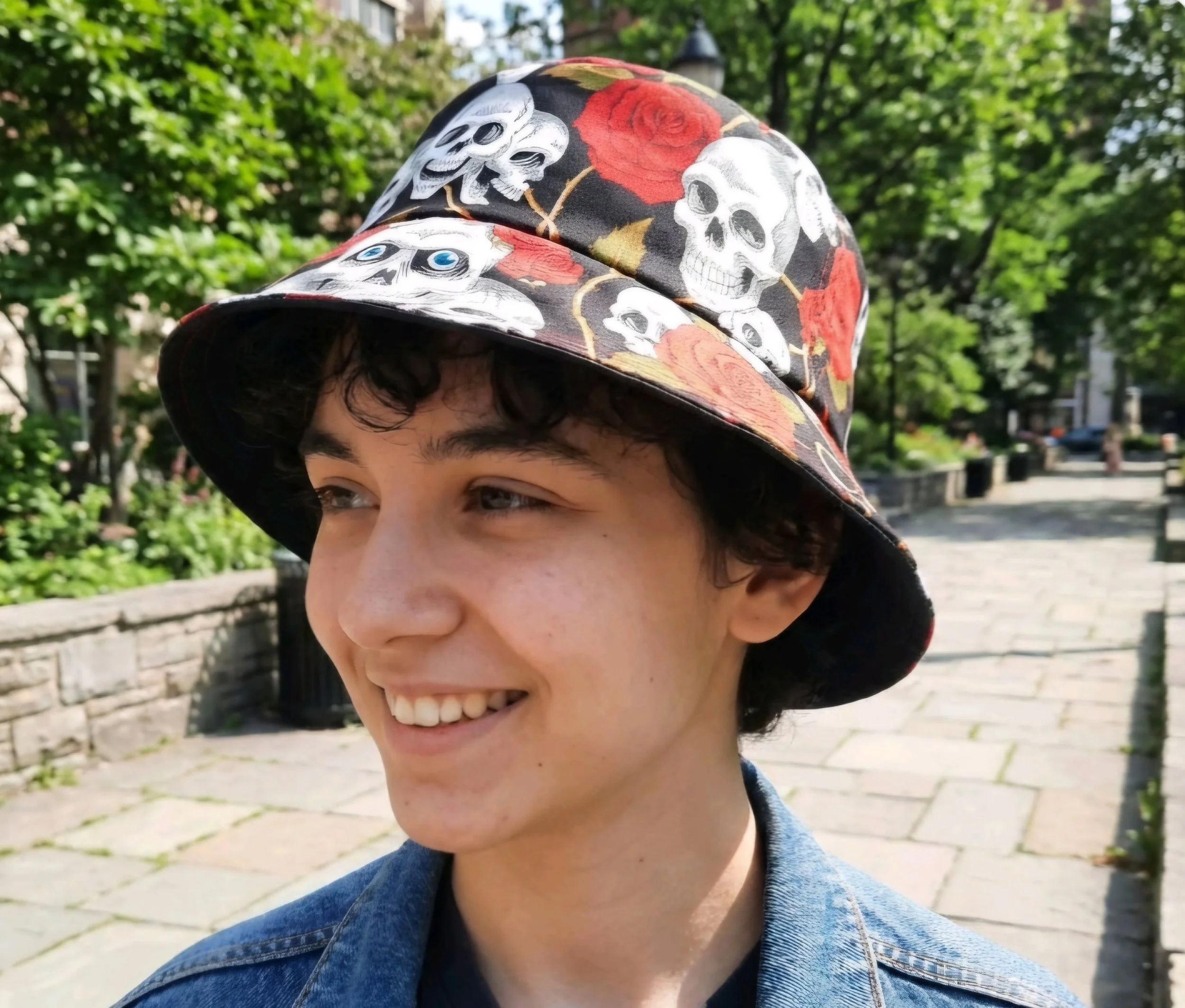 festival  summer   reversible bucket hat   inclusive fun  hats  skulls and roses