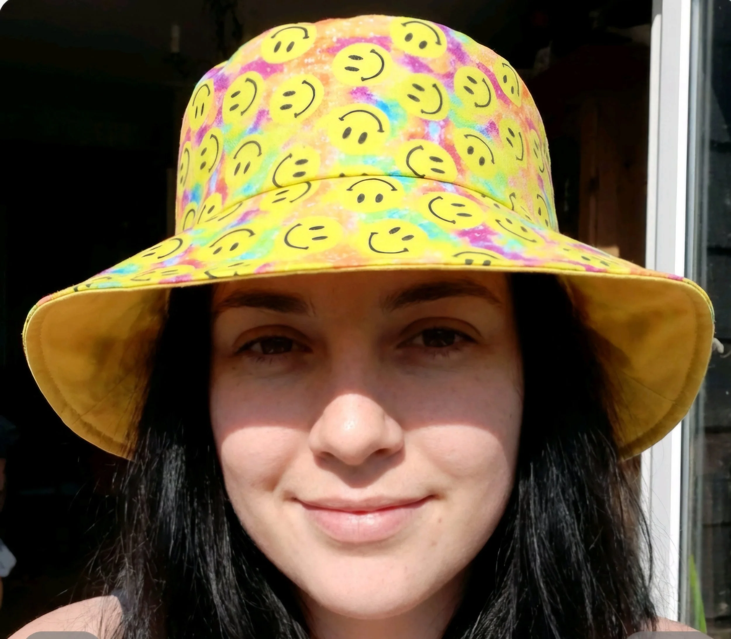 festival  summer   reversible bucket hat   inclusive fun  hats  neon  smiley faces