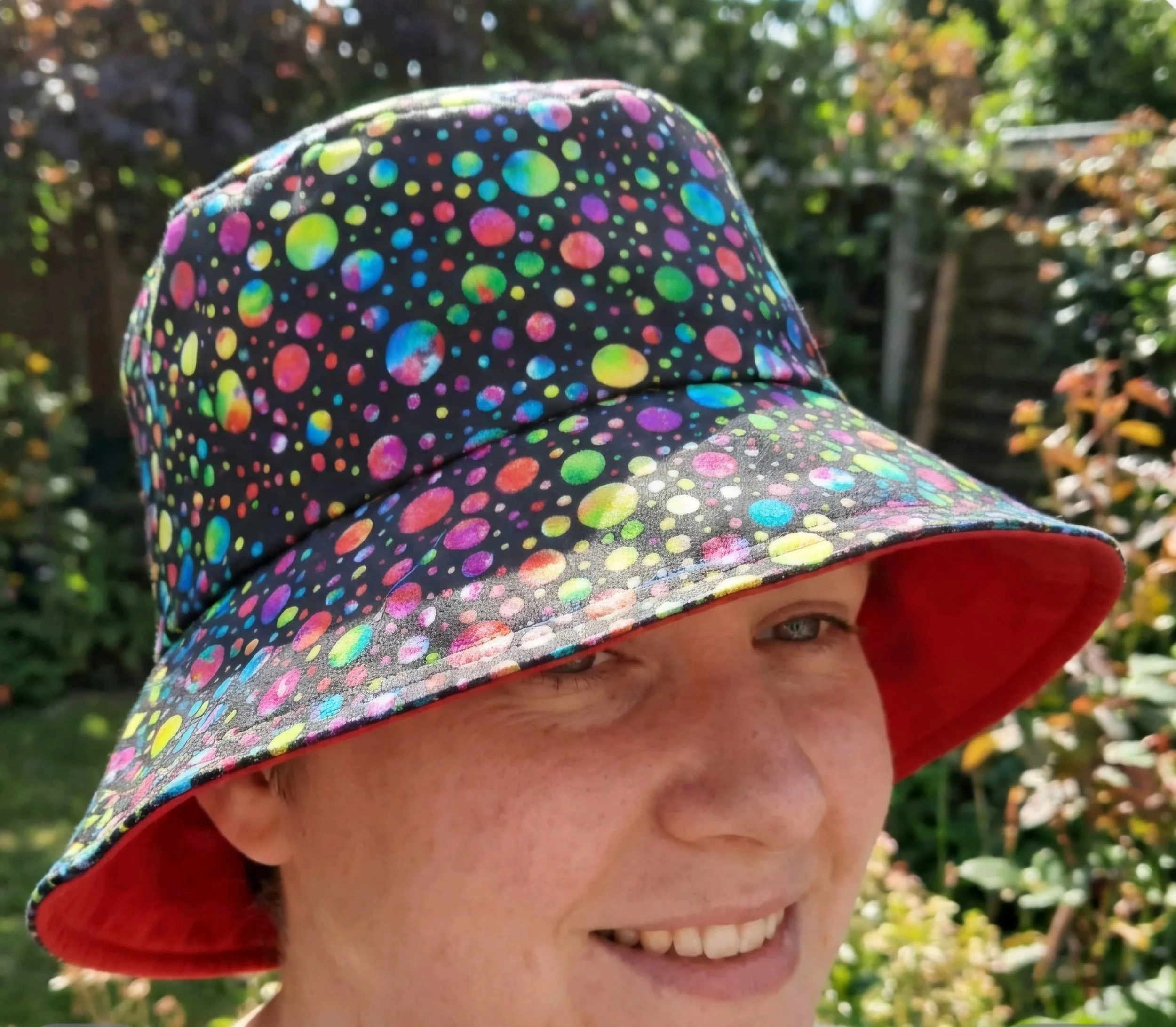 festival  summer   reversible bucket hat   inclusive fun  hats  bubbles  multi