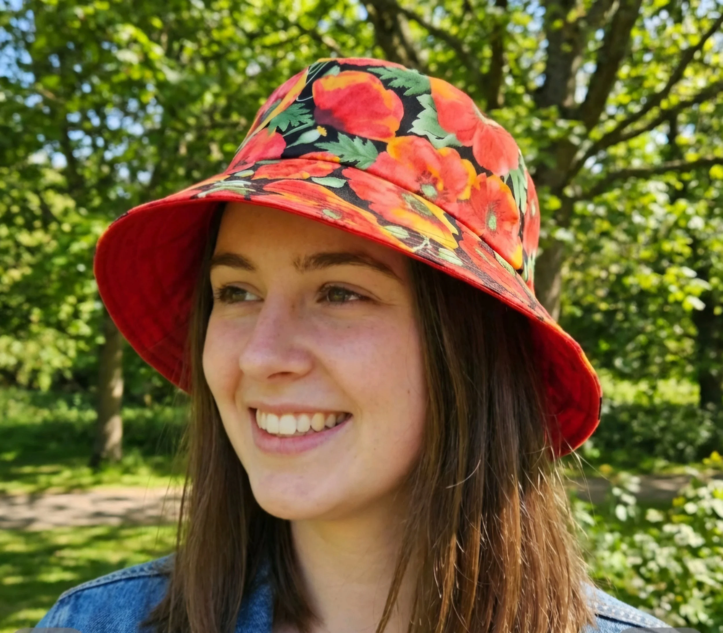 festival  summer   reversible bucket hat   inclusive fun  hat   poppies