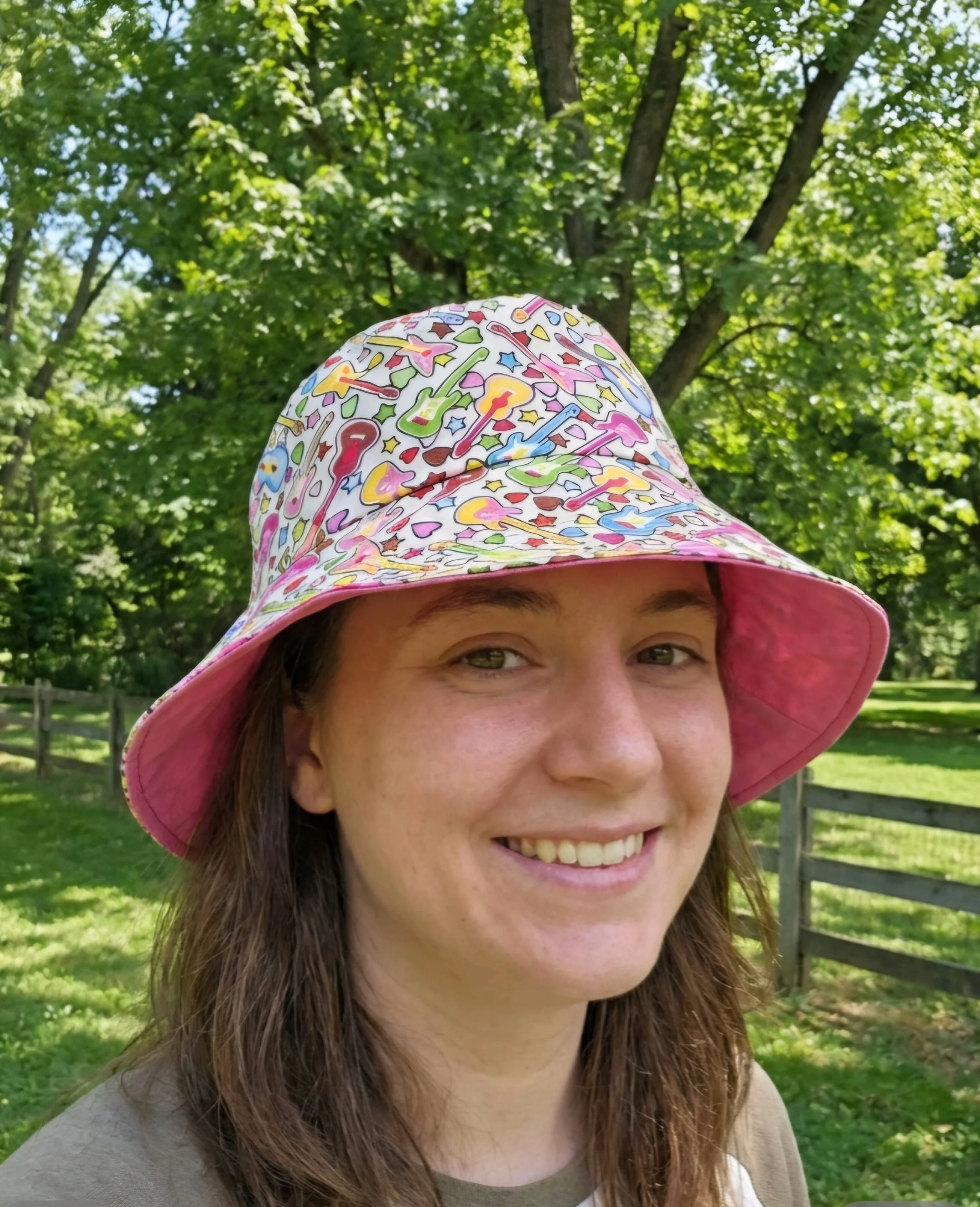 festival  summer   reversible bucket hat   inclusive hat  guitar confetti