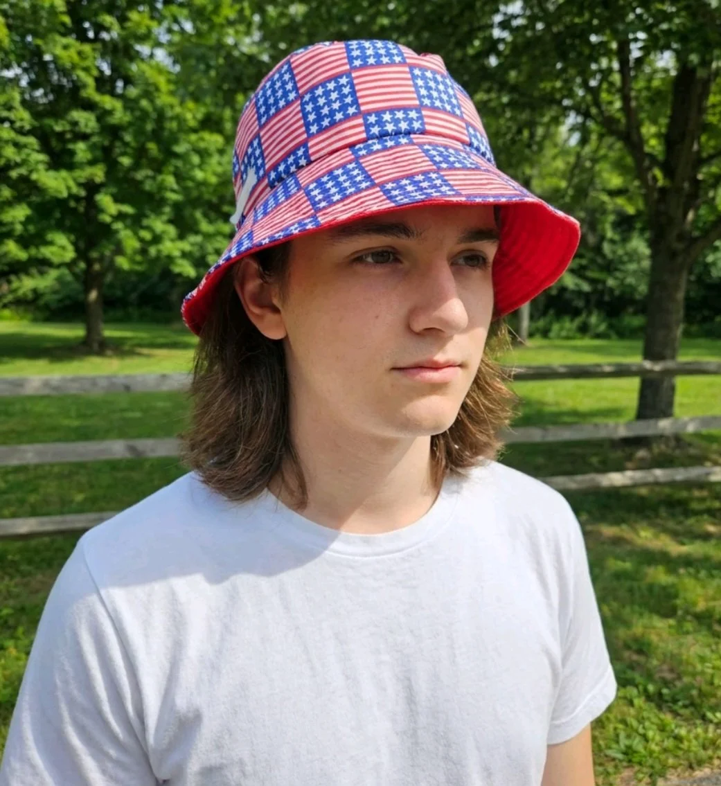 festival  summer   reversible bucket hat   inclusive hat usa stars and stripes
