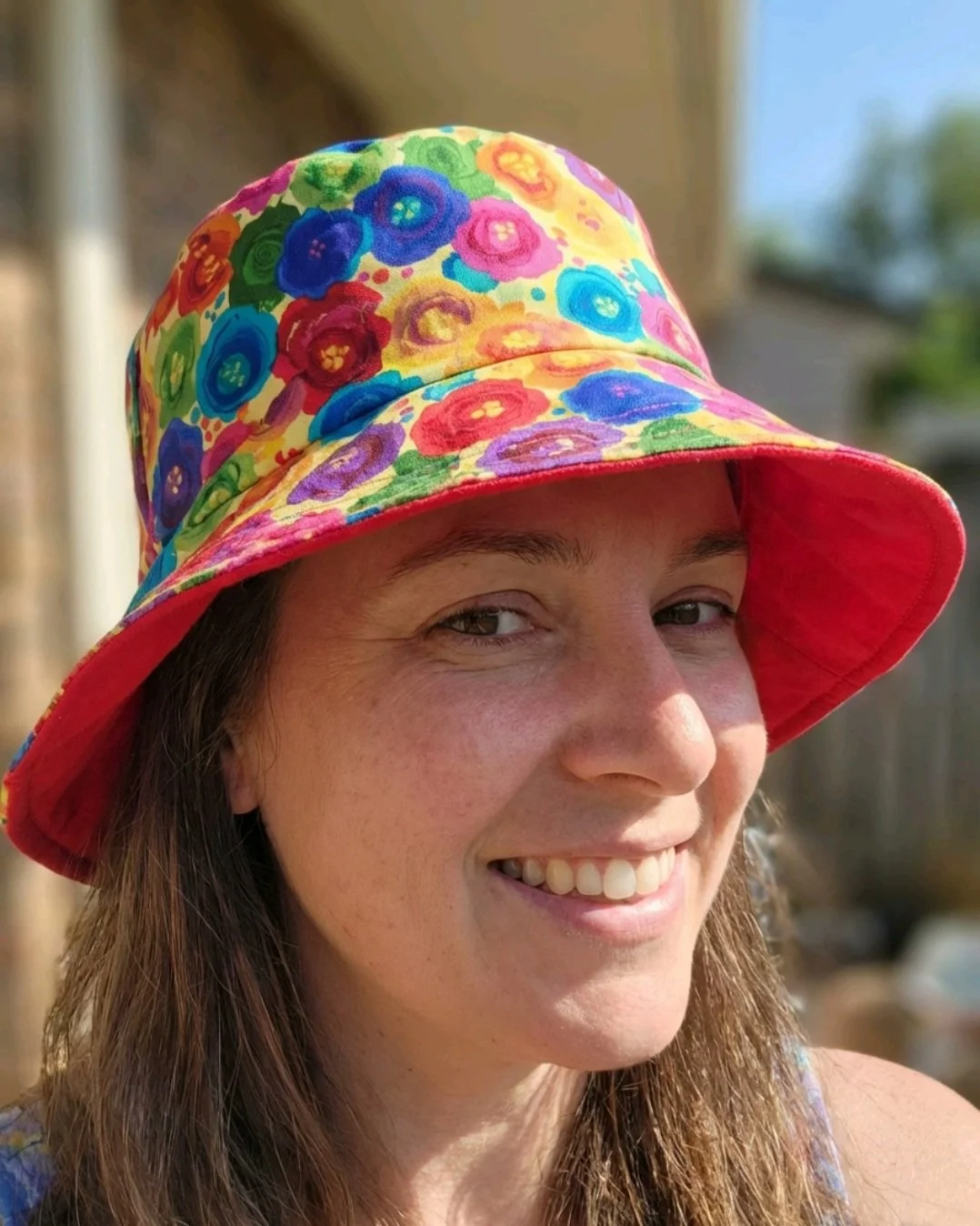 festival  summer   reversible bucket hat   inclusive hat rainbow floral
