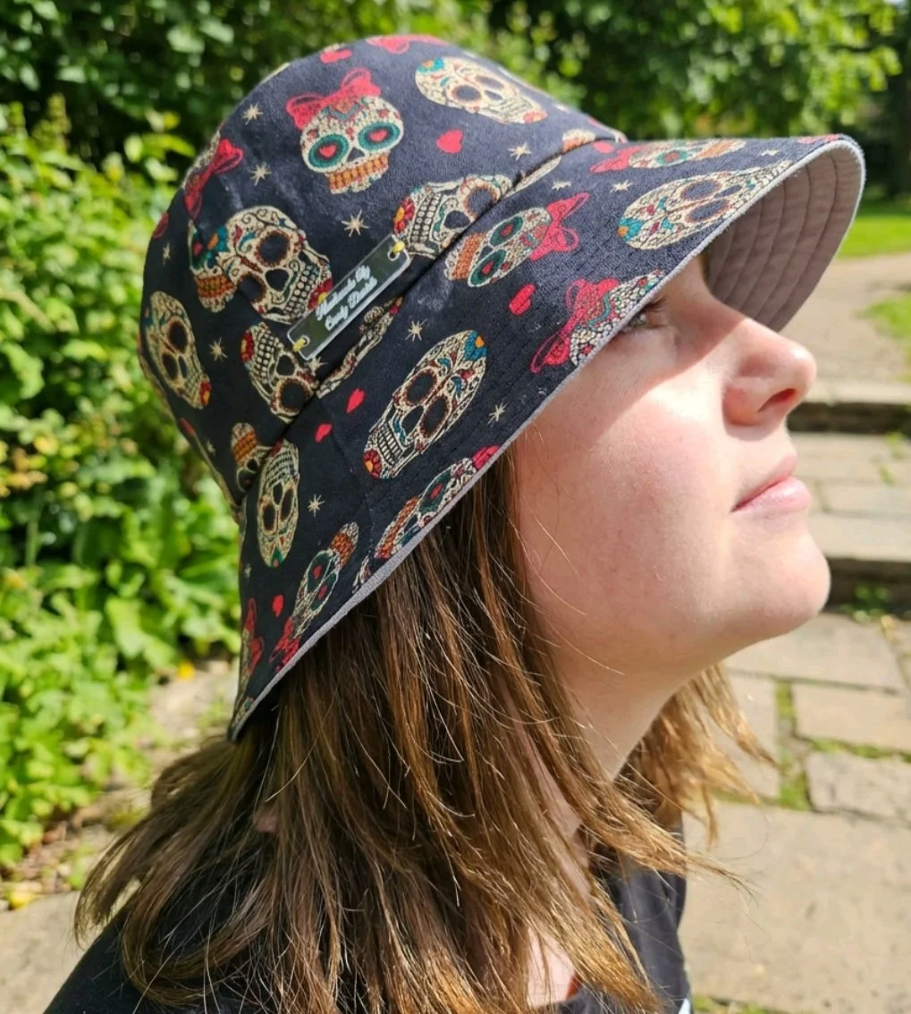 festival  summer   reversible bucket hat   inclusive fun  hat red bow skulls