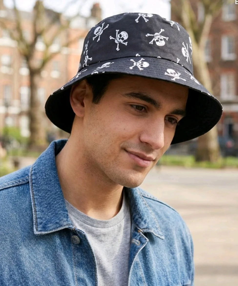 festival  summer   reversible bucket hat   inclusive fun   hat skull crossbones