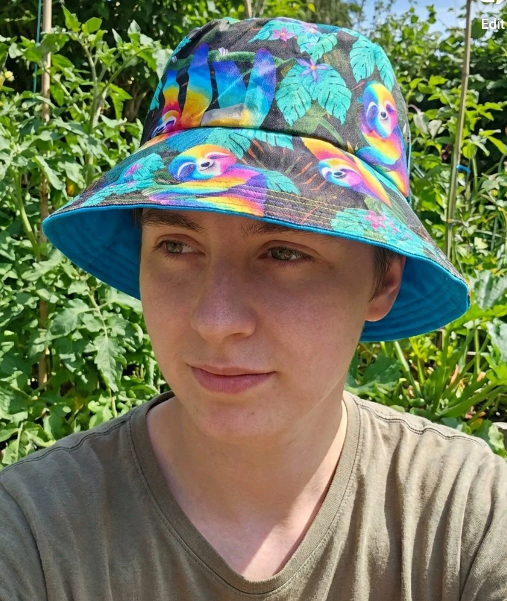festival  summer   reversible bucket hat   inclusive fun  hat sloth