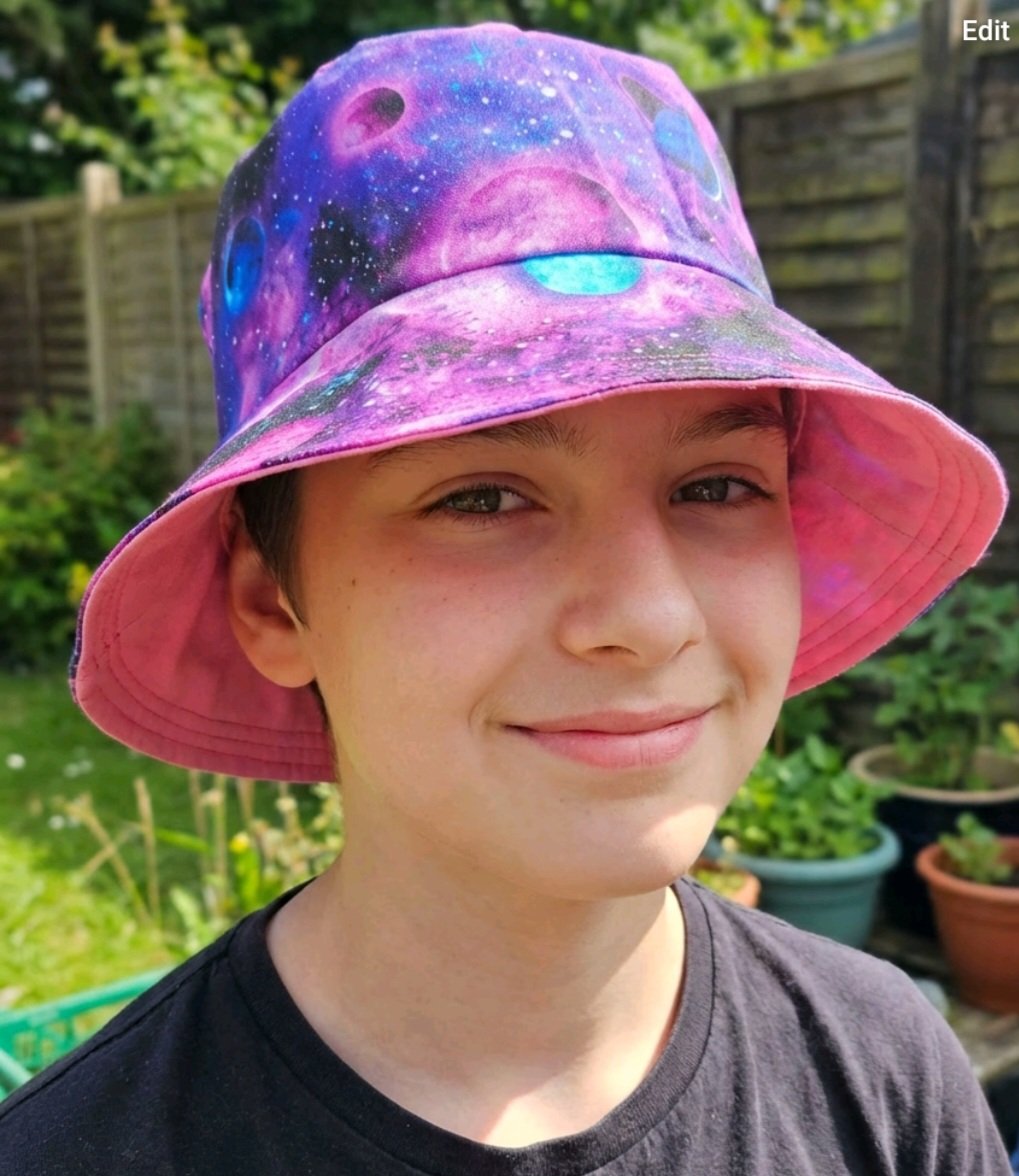 festival  summer   reversible bucket hat   inclusive fun planets purple