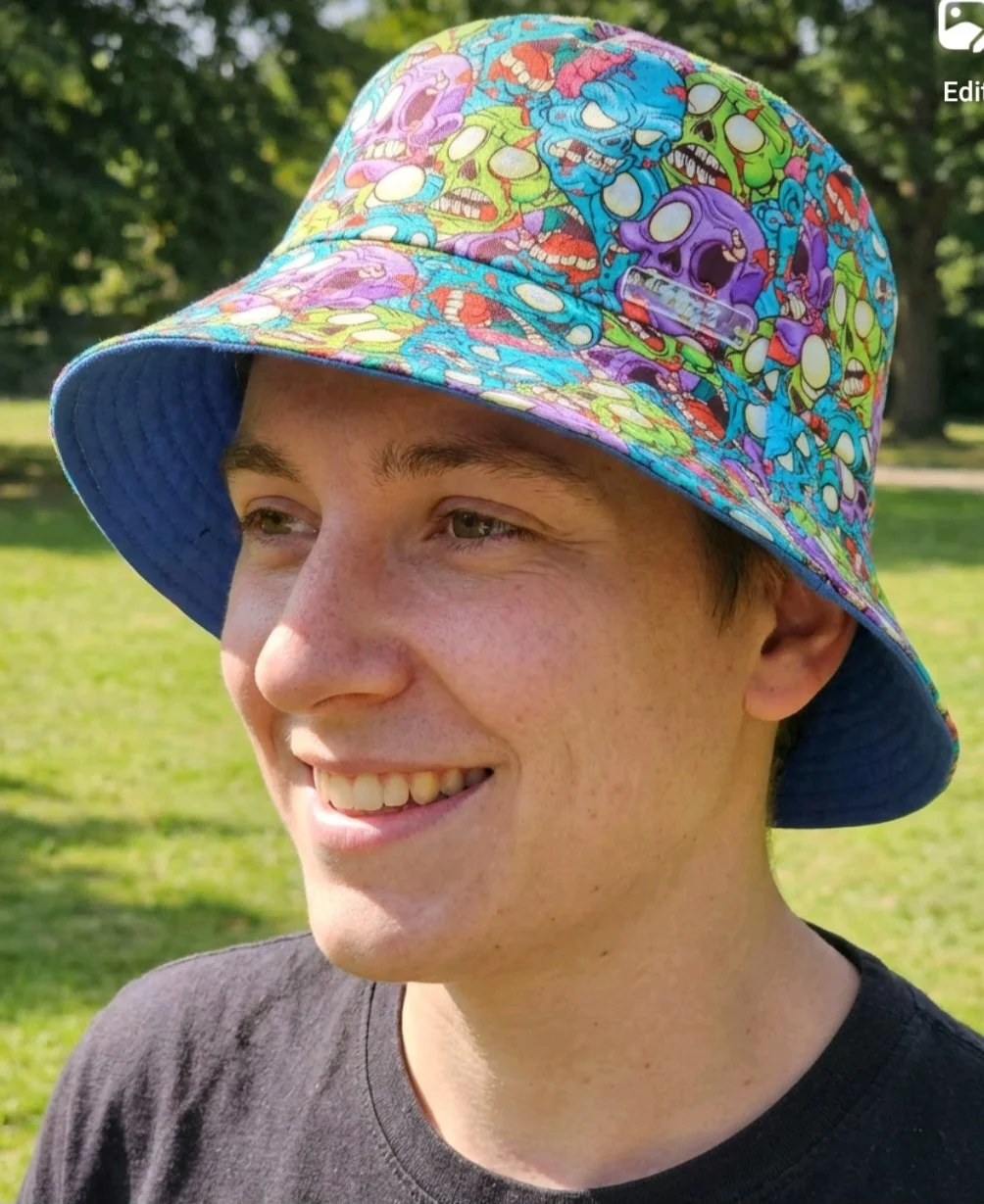 festival  summer   reversible bucket hat   inclusive fun  hat neon zombies