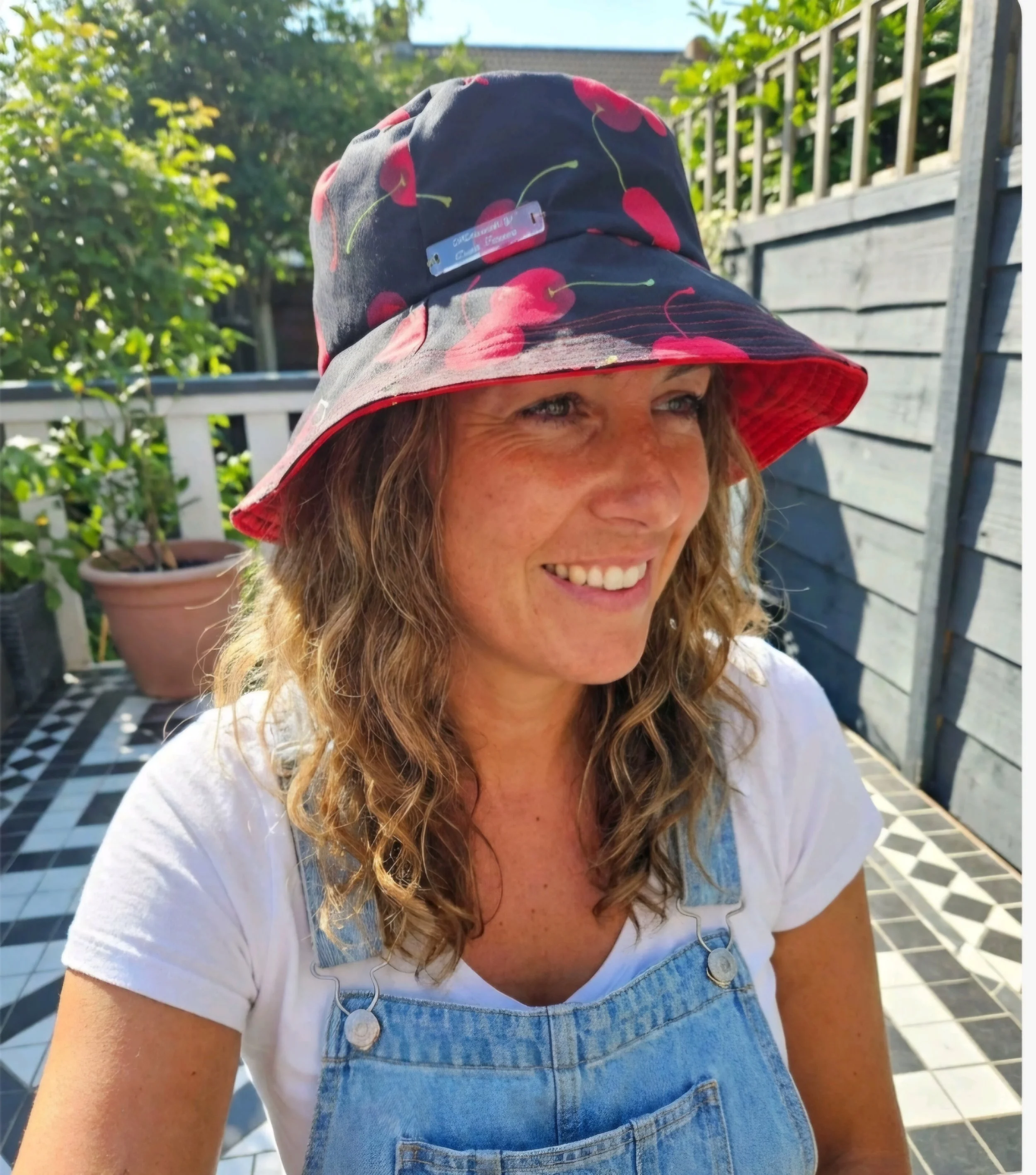 RED CHERRIES  festival  summer   reversible bucket hat   inclusive fun  hat