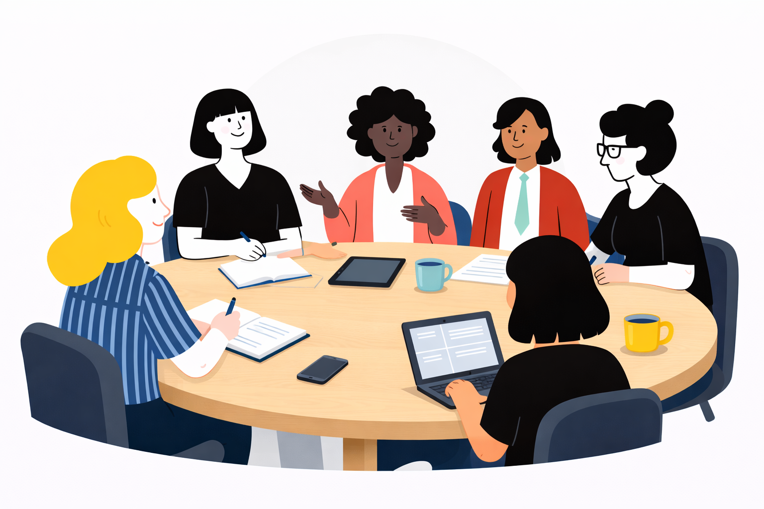 Reunión de equipo como parte de la masterclass gratuita sobre toma de decisiones efectivas en reuniones