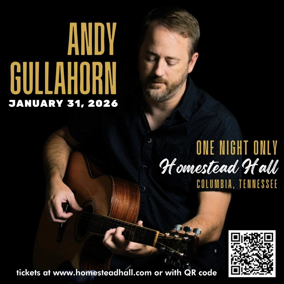 I am excited to say I will be playing a regular Andy Gullahorn show down in Columbia TN on Jan 31st at Homestead Hall. This is a great venue out at @roryfeek &lsquo;s Harrison Mill farm. An excellent excuse to drive down to Columbia, TN on a Saturday