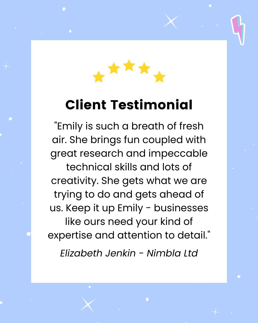 Top tip for today 👉 Ask your clients for testimonials: it proves you are good at what you do and you know what you are talking about which instils trust in your expertise and the experience you give when someone works with you - plus it makes all th