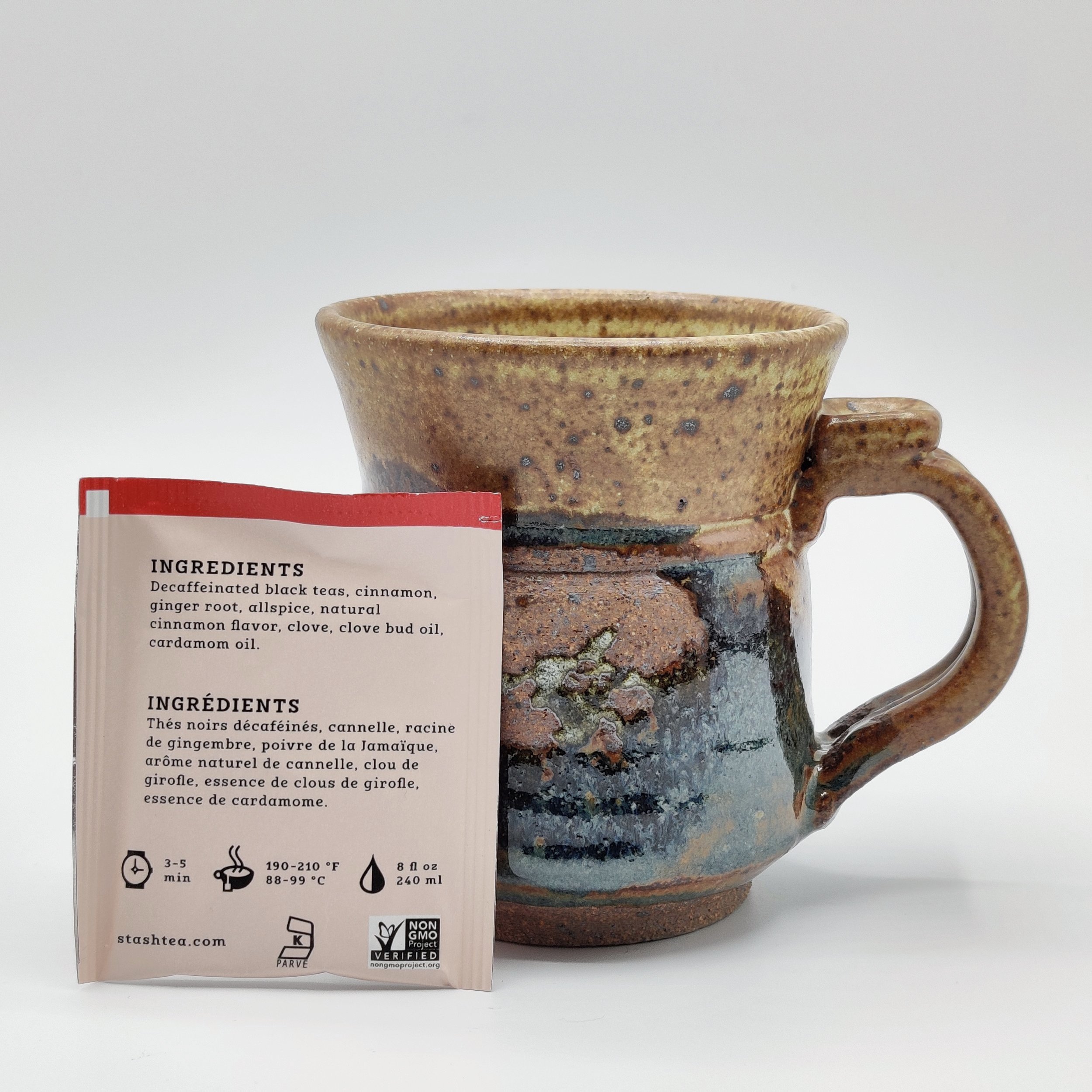 Stoneware Pottery Coffee Mug - Earthtone and Blue, Altona Manitoba Pottery, Reduction Firing