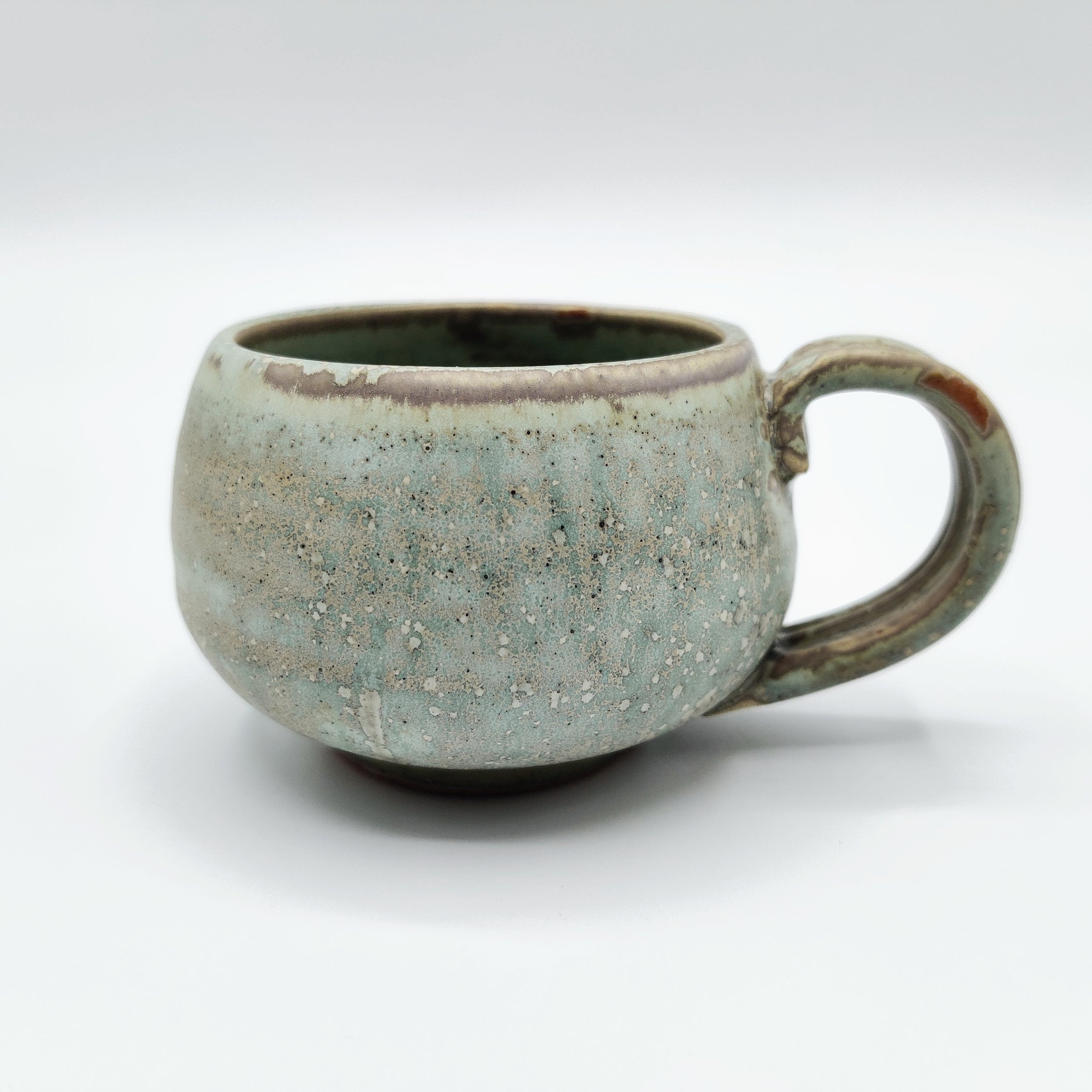 Stoneware Pottery Espresso Cup - Smokey Green, Altona Manitoba Pottery, Reduction Firing