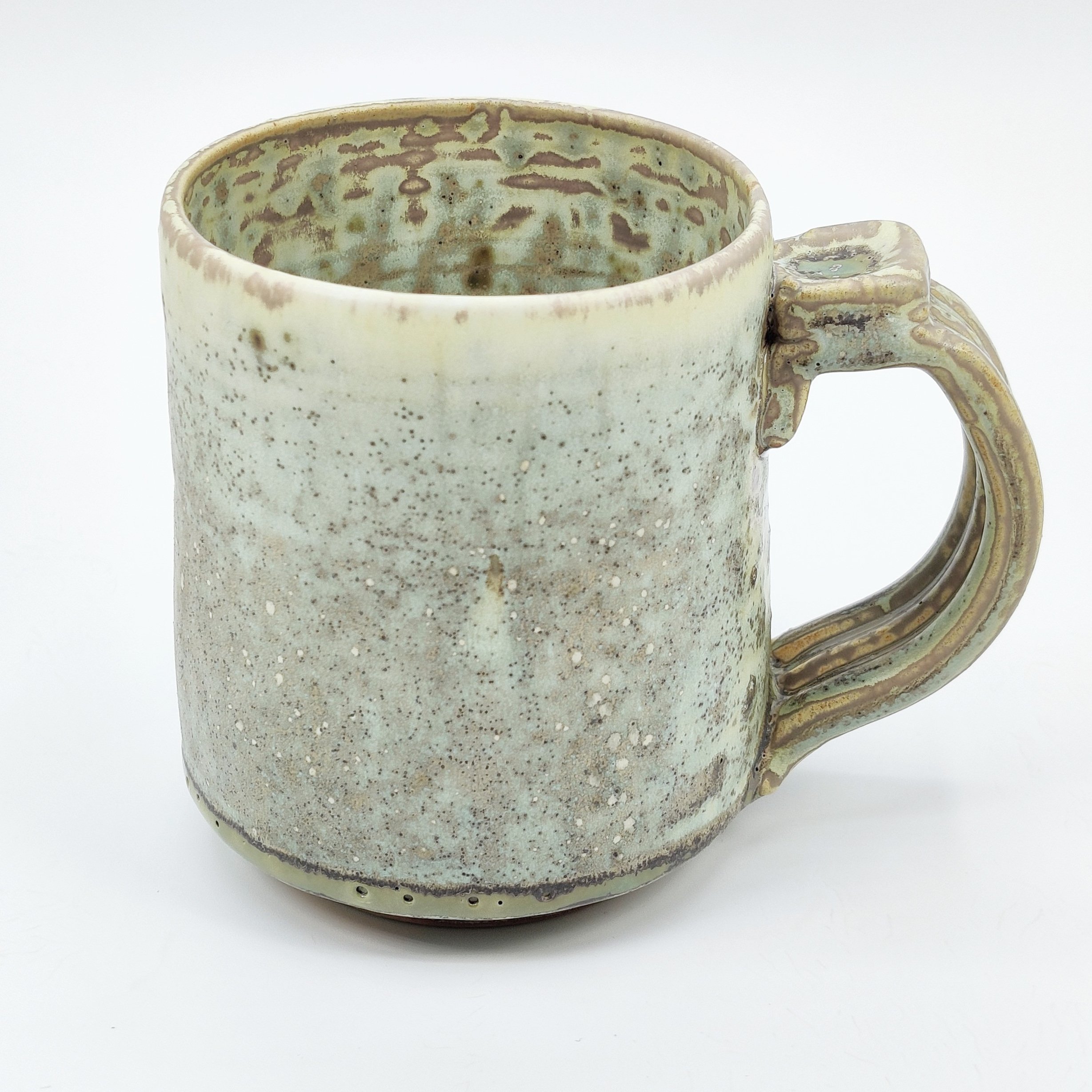 Stoneware Pottery Coffee Mug - Smokey Green, Altona Manitoba Pottery, Reduction Firing
