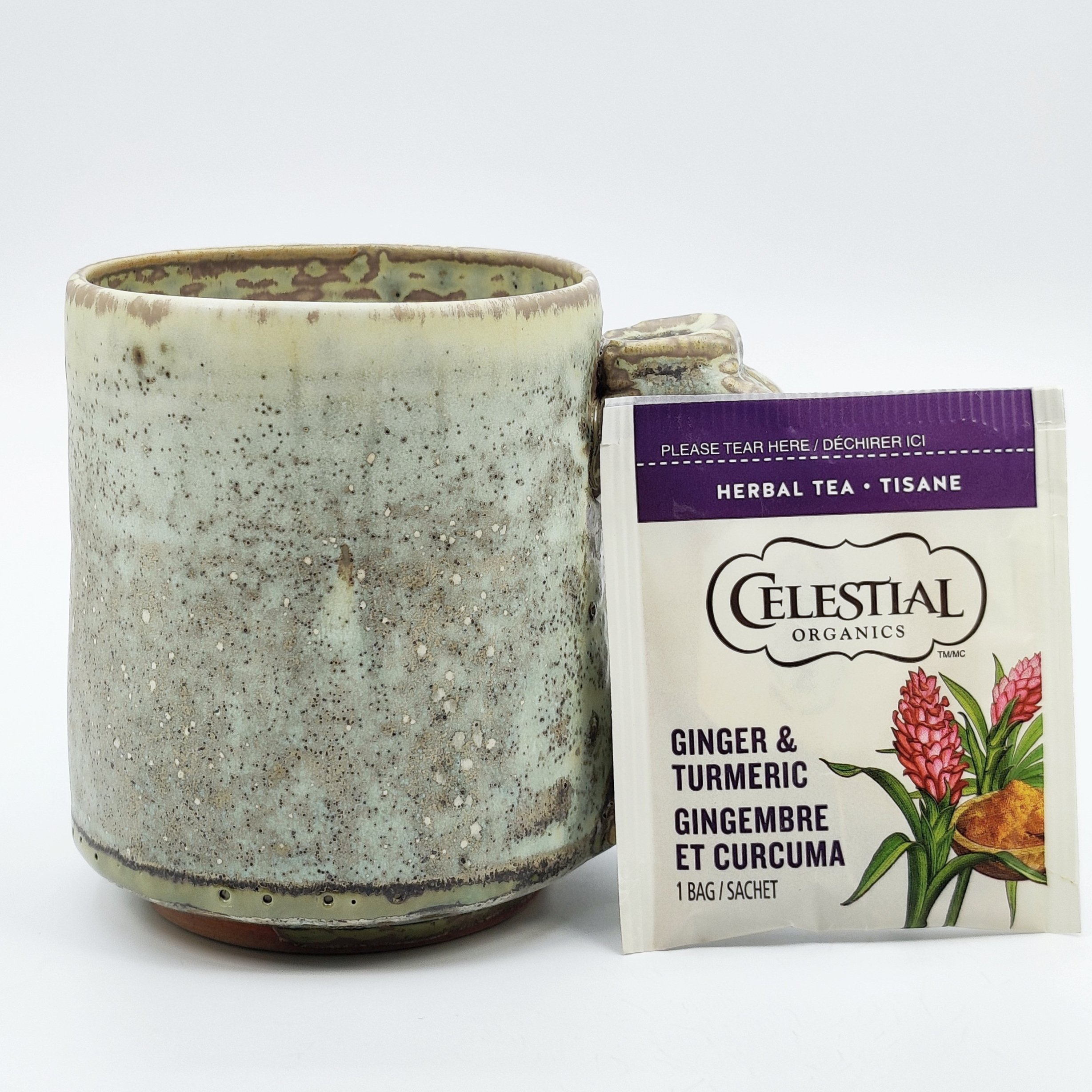 Stoneware Pottery Coffee Mug - Smokey Green, Altona Manitoba Pottery, Reduction Firing