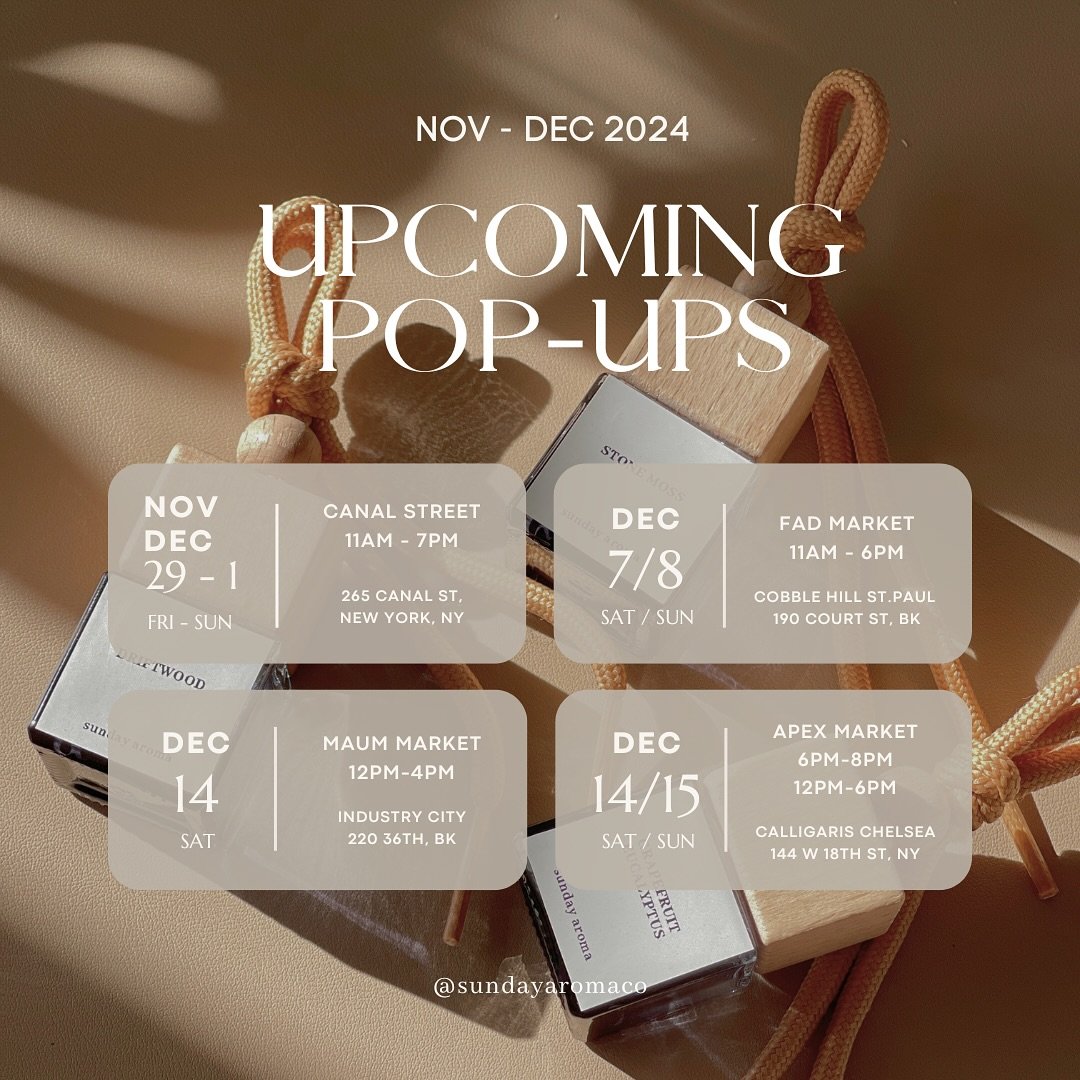 📅 Mark your calendars! We&rsquo;re back and so excited for the holiday pop-up season! Here are all the upcoming dates for November and the first half of December🌟 We&rsquo;re planning more events (possibly our first workshop 🙊), so be sure to foll