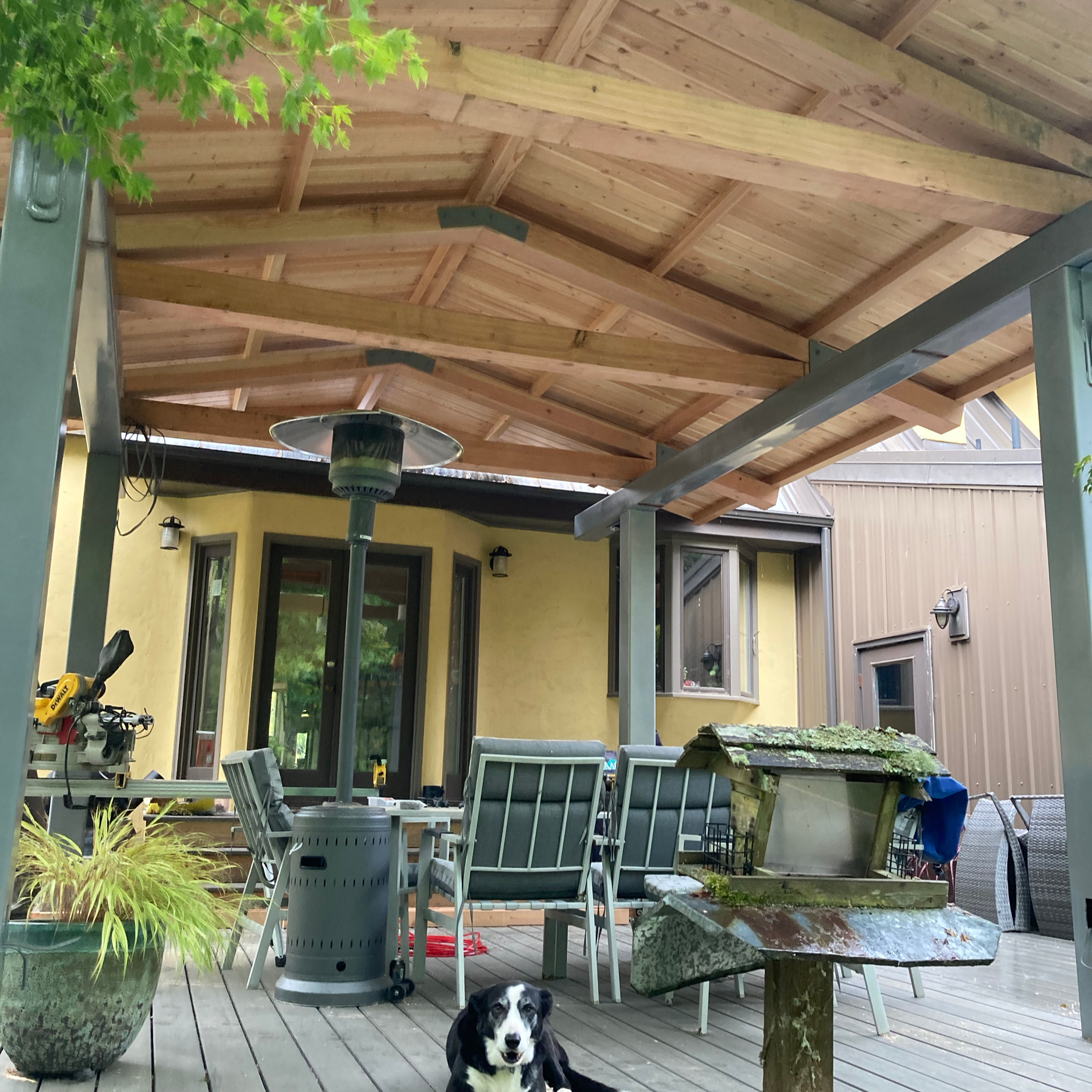 Outdoor roof addition.