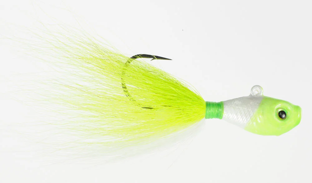 5 Jig Bucktail Smiling Bill – Bianco 3/4 Oz – Esca Per Striper, Fluke, Snook, Redfish