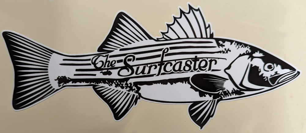 Surfcaster Striped Bass Logo White Vinyl Decal — Shop The Surfcaster