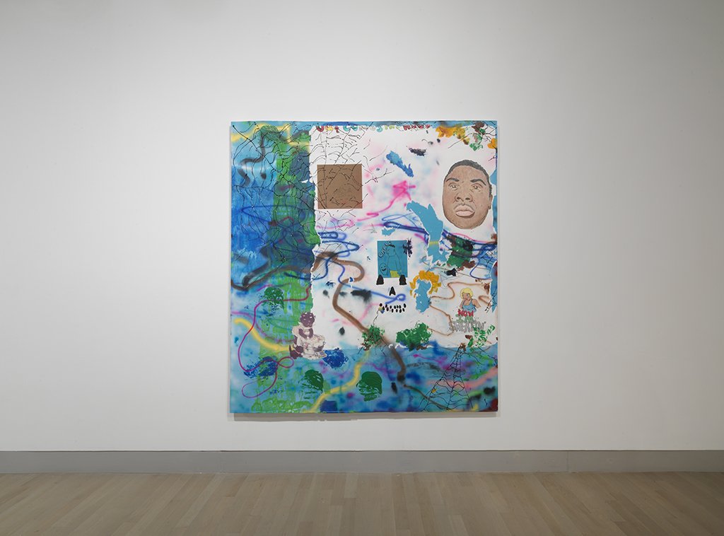  David Leggett, We made it, 2014, Acrylic, collage, and mixed media on paper mounted on canvas. Photo Courtesy of Tom Van Eynde.  