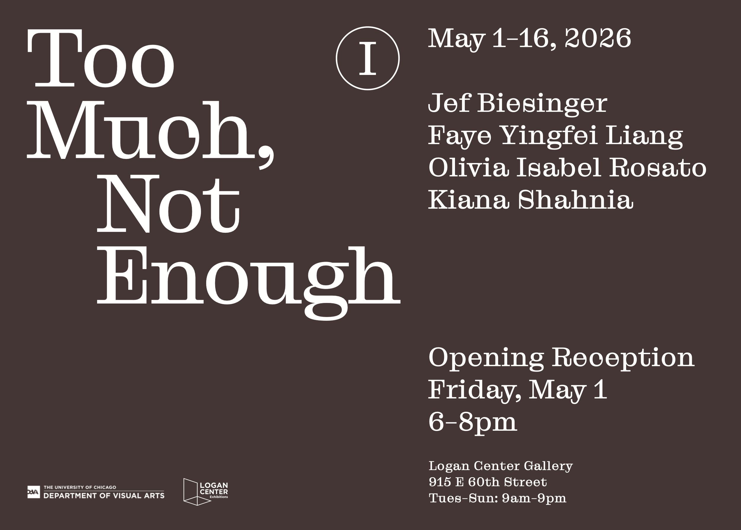 2026 MFA Thesis Exhibition: Too Much, Not Enough I