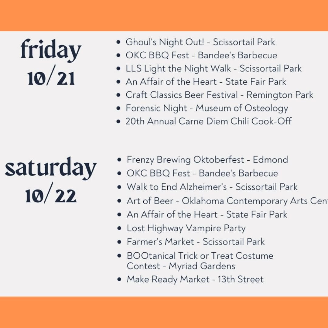 Looking for some fun events in OKC and Edmond this weekend?  Get out and enjoy this fall weather and have fun!🎃🍁❤️

 #happyhome #realtor 
 #happyhome #happyhomeowners #sellinghomes  #soldbywyleigh #405metroliving #okcrealtor #okcrealestate #edmondr