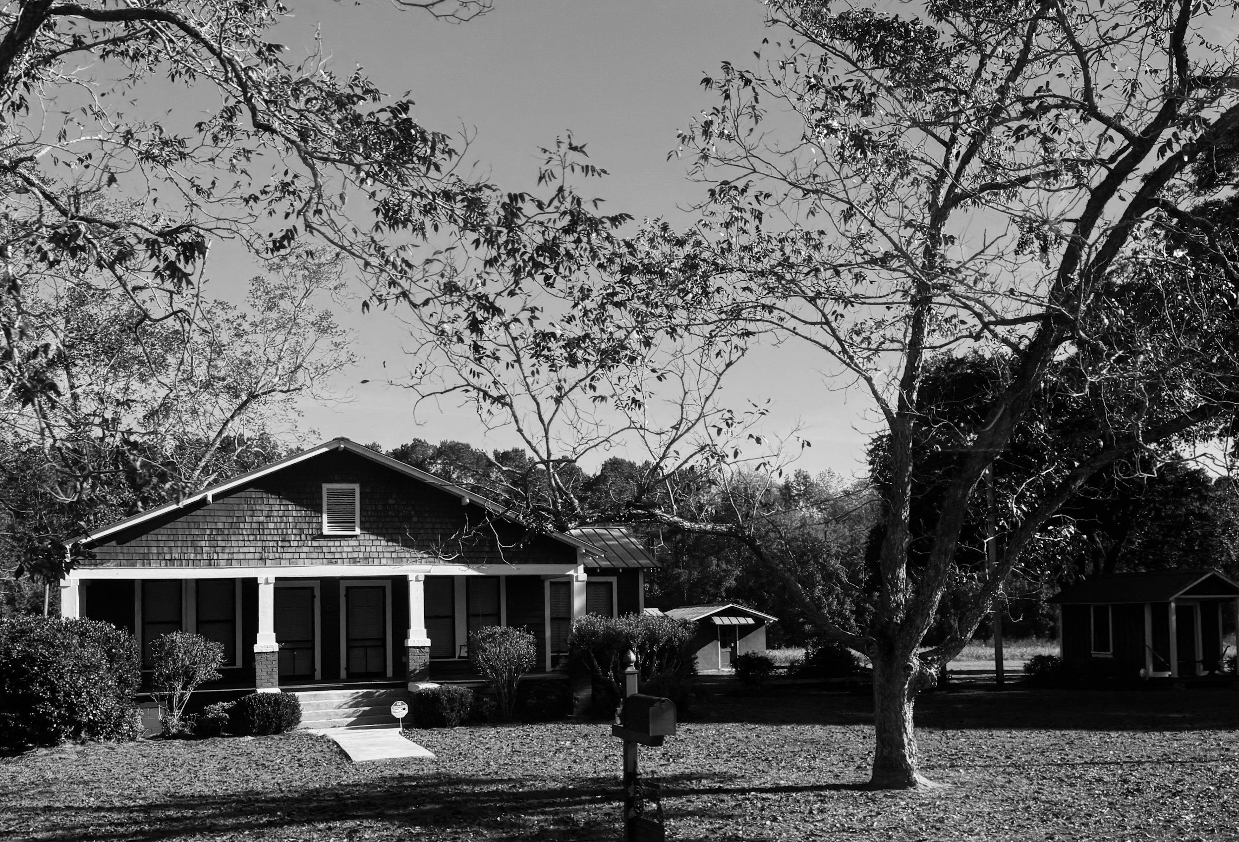 rural home in black and white
