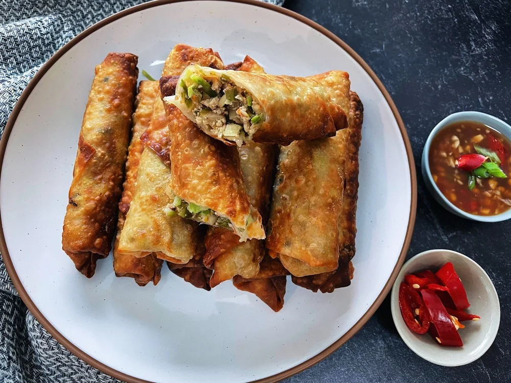 Vegetarian Kimchi & Tofu Egg Rolls + Homemade Sweet & Sour Sauce — WHISKEY & BOOCH