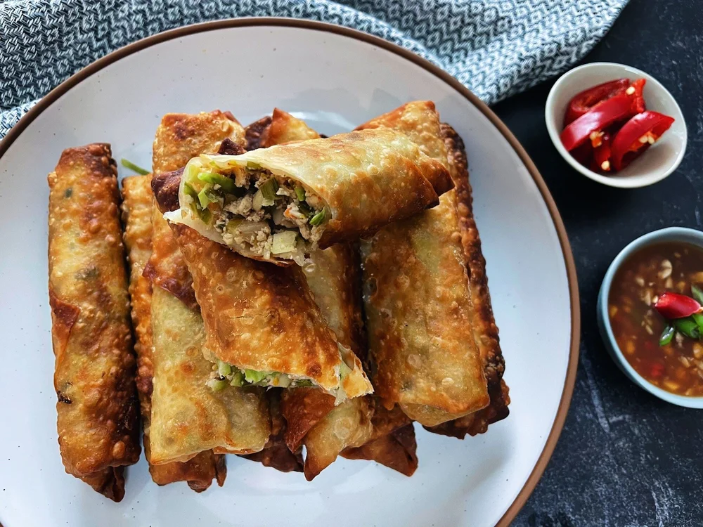 Vegetarian Kimchi & Tofu Egg Rolls + Homemade Sweet & Sour Sauce — WHISKEY & BOOCH