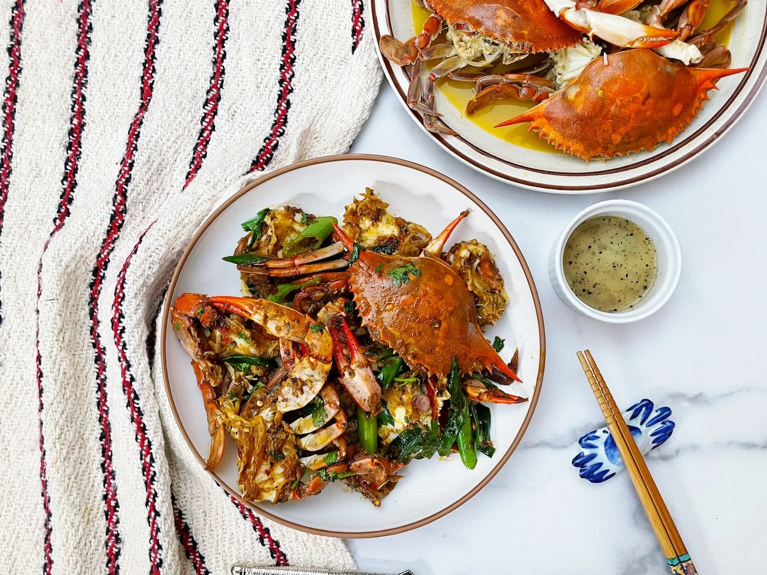 Vietnamese Crab Satay stir fried crab “cua xao sate” & boiled crab
